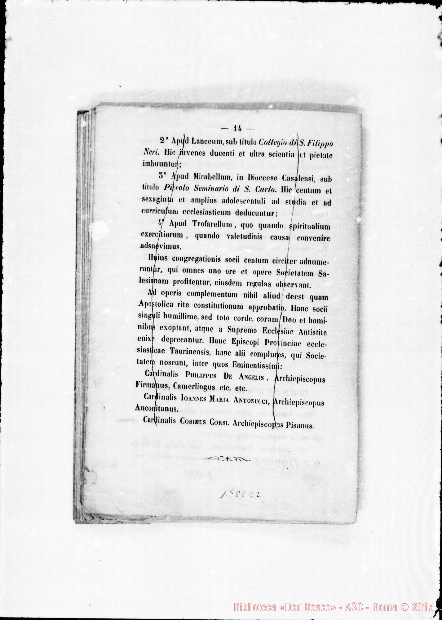 Fotogramma E 2 — Notitia Brevis. Stampato con correz. autogr. Bosco. (ASC 133) sul nome «autografi-notitia brevis»