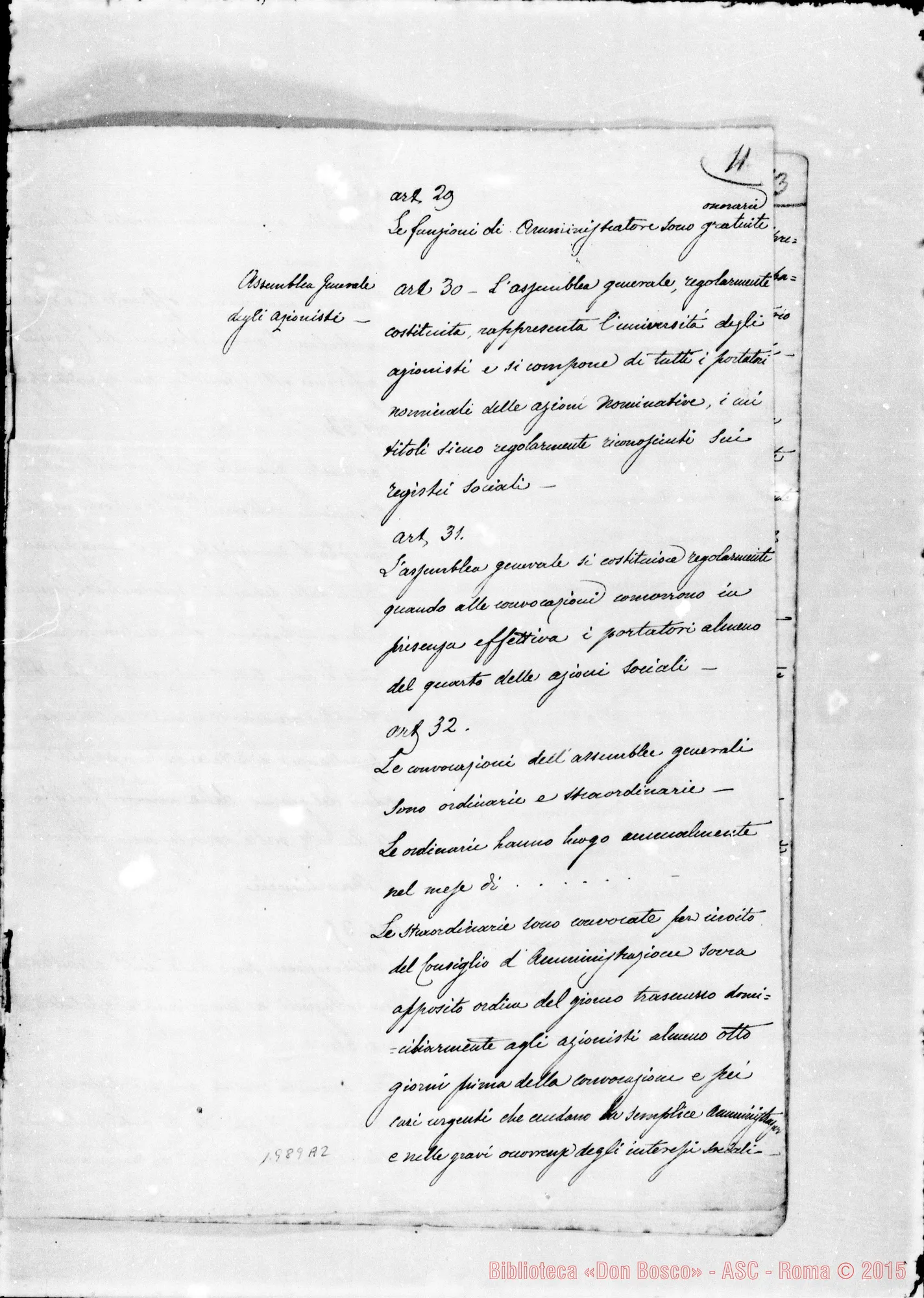 Fotogramma A 2 — 4.. Intorno alla CHIUSURA DELLE SCUOLE A VALDOCCO. Schema di Statuti dell’Associazione di Beneficenza. Ms. con correz. autogr. Bosco. (ASC 132) sul nome «autografi-Società Salesiana)
