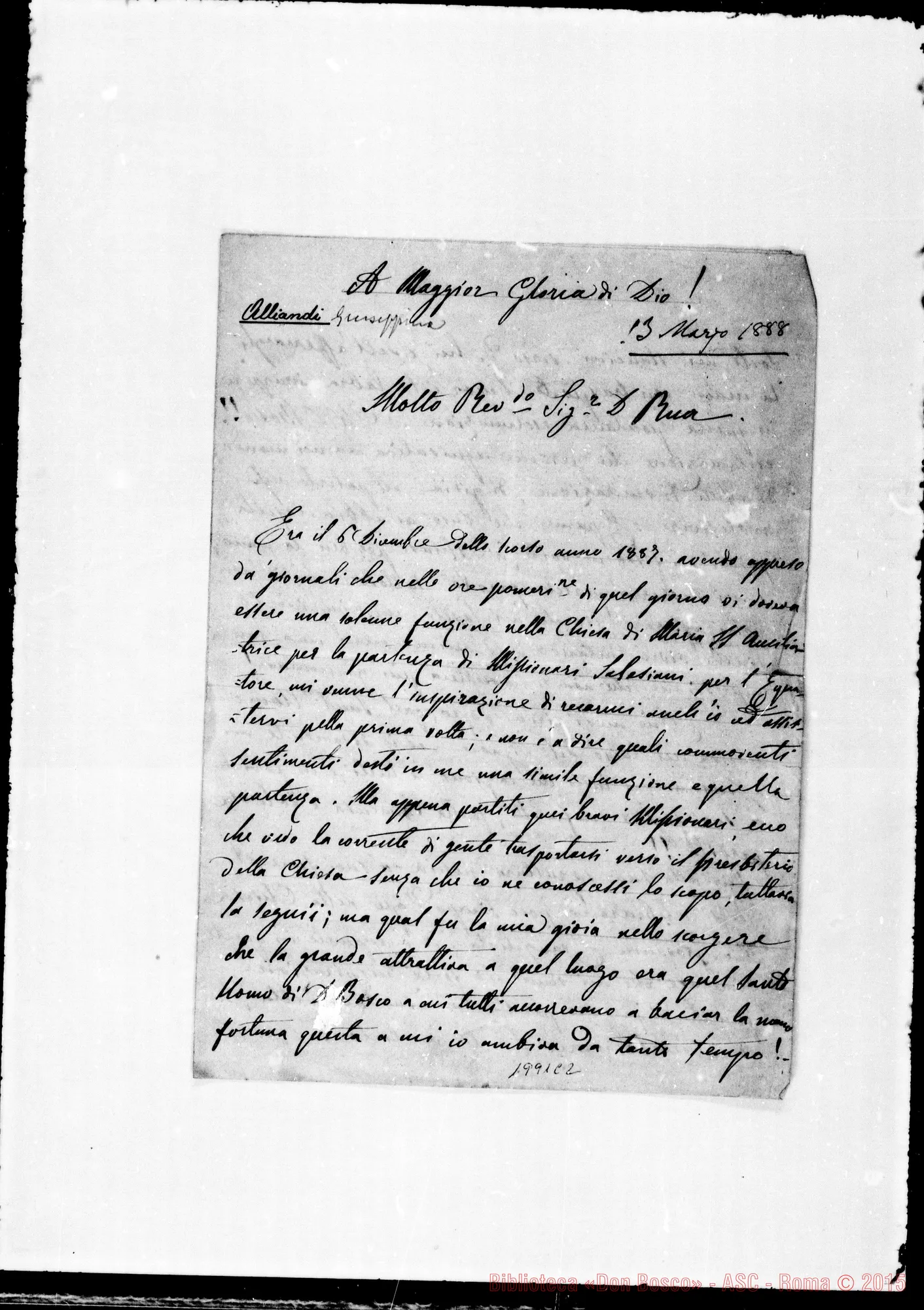 Fotogramma C 2 — Alliandi Giuseppina: Lettera A Don Rua