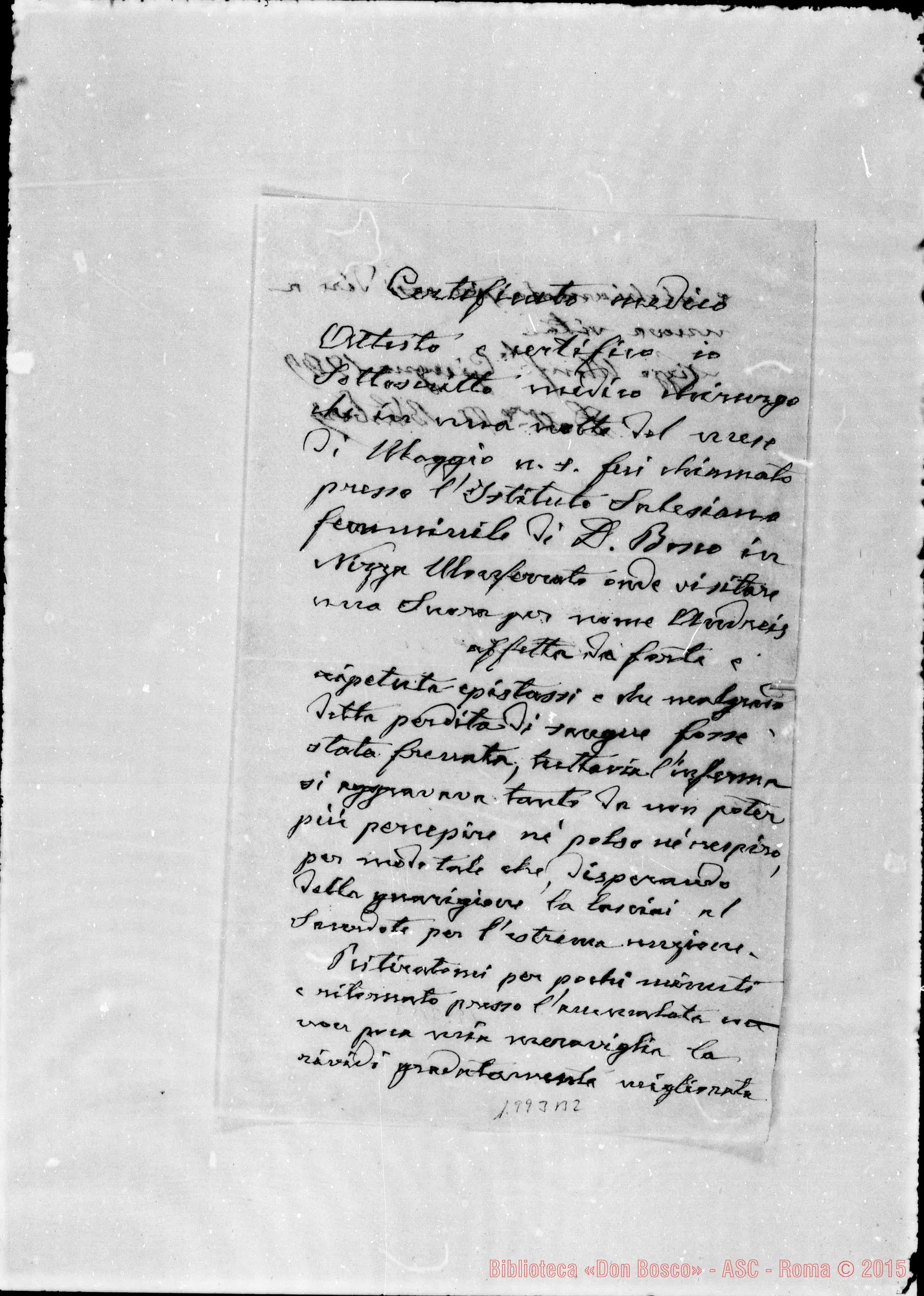 Fotogramma B 2 — Attestato Medico