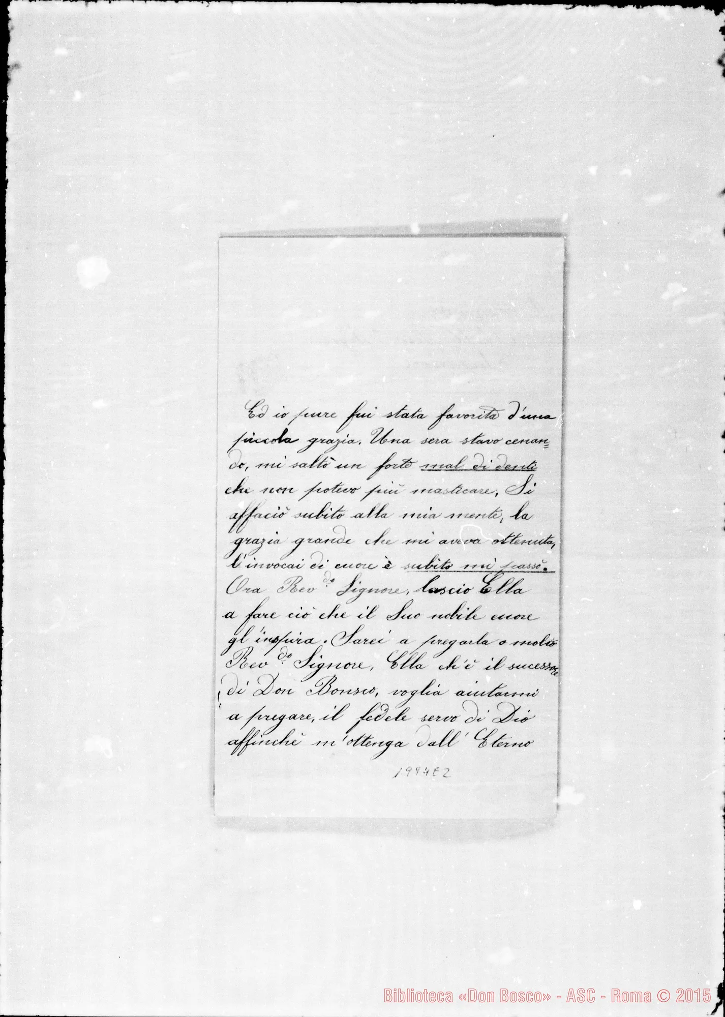 Fotogramma E 2 — » «La faccio consapevole che D. Giovanni Bosco…»