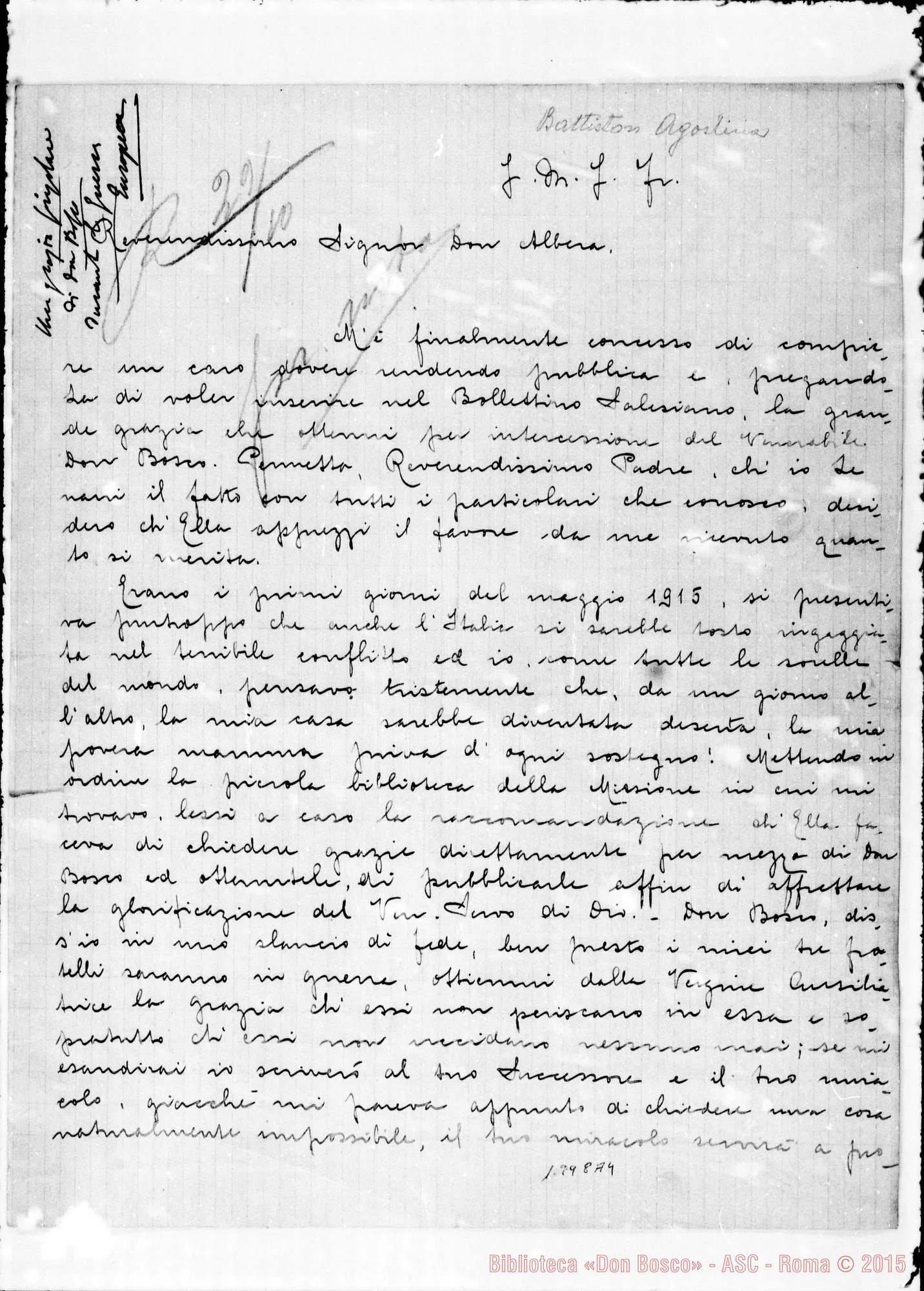 Fotogramma A 4 — Battiston Agostina. Lettera A D. Albera. Relazione di grazia