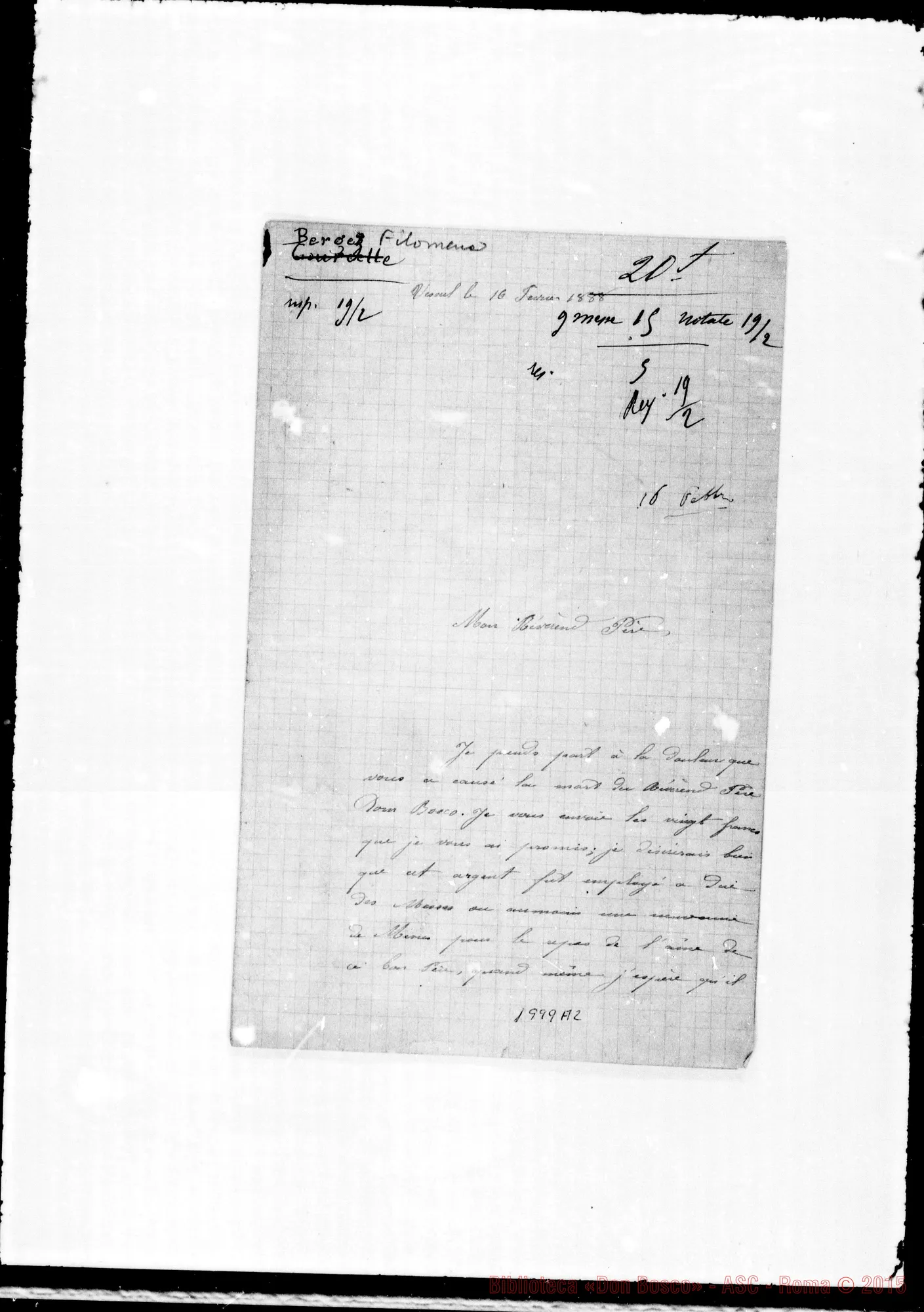 Fotogramma A 2 — Altra lettera A Révérend Pére di Filomena Bergez