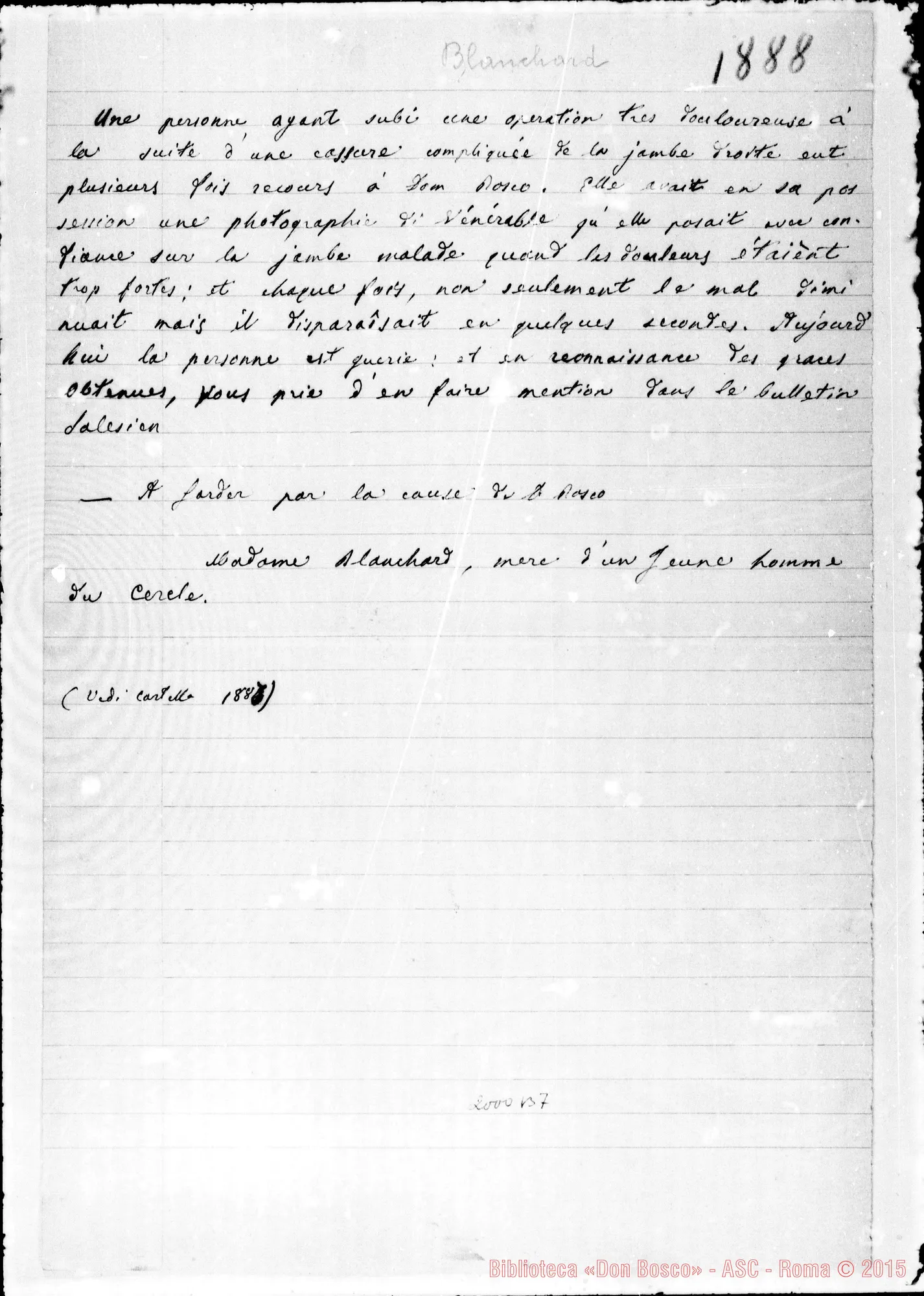 Fotogramma B 7 — Blanchard. Relazione ms. di D. Lemoyne