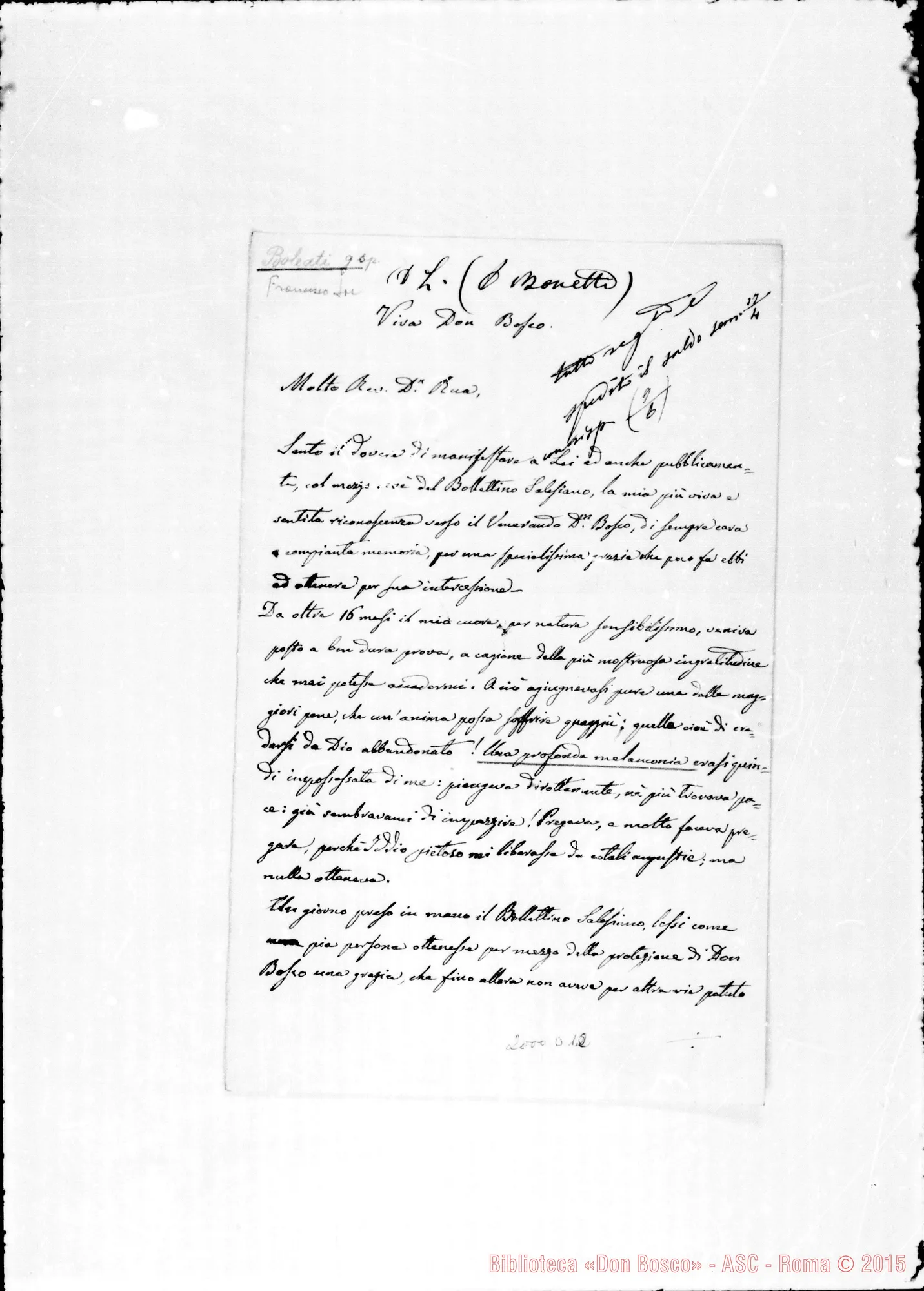 Fotogramma D 12 — Boletai Francesco-Rua. Relazione