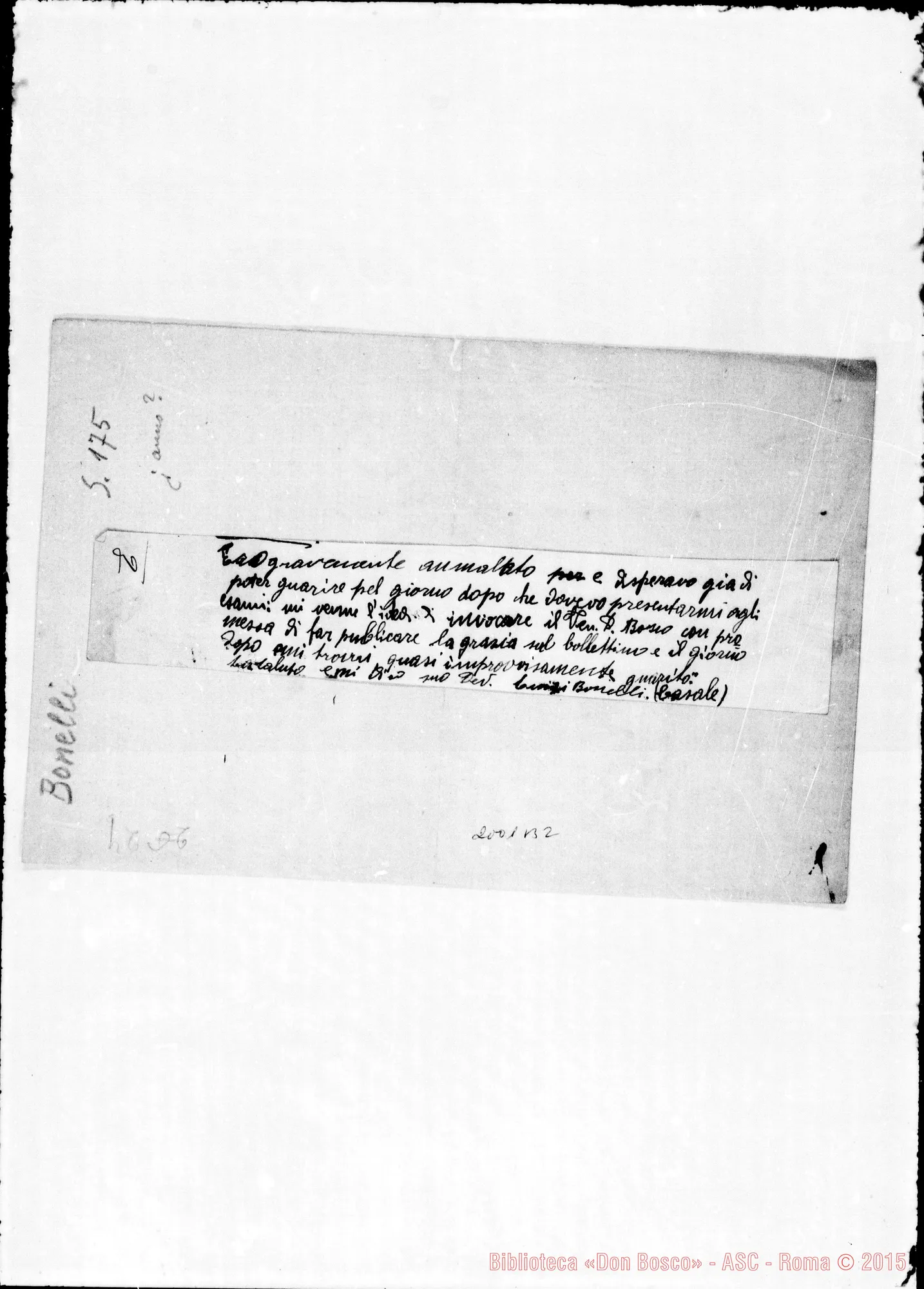 Fotogramma B 2 — Bonelli Luigi: Grazia ricevuta