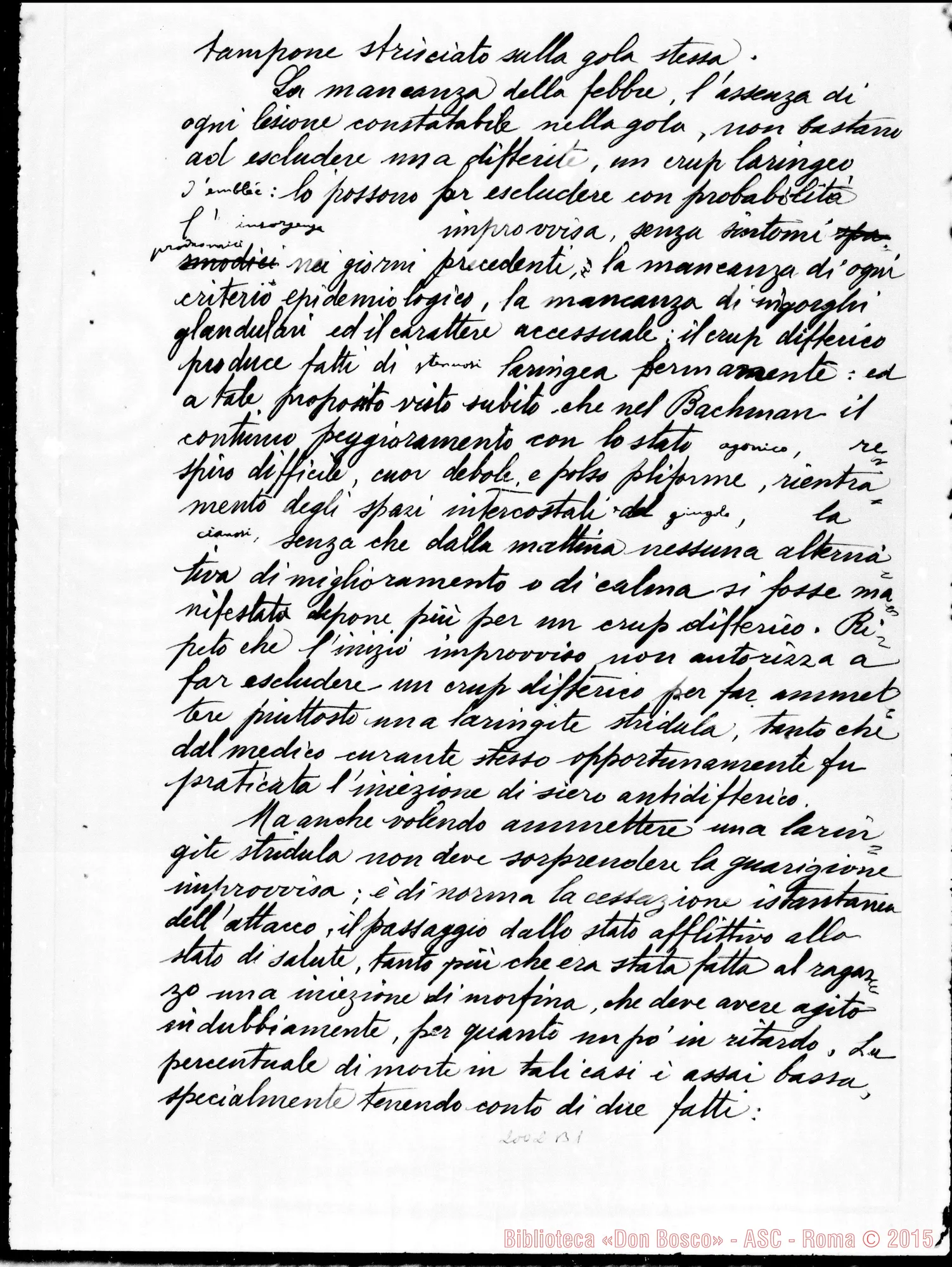 Fotogramma B 1 — Boschian: «Non nascondo che la malattia del giovanetto…» Dott. Sympa