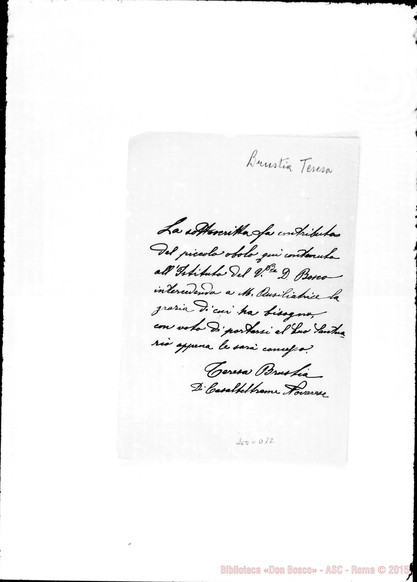Fotogramma D 12 — Brustia Teresa: Offerta