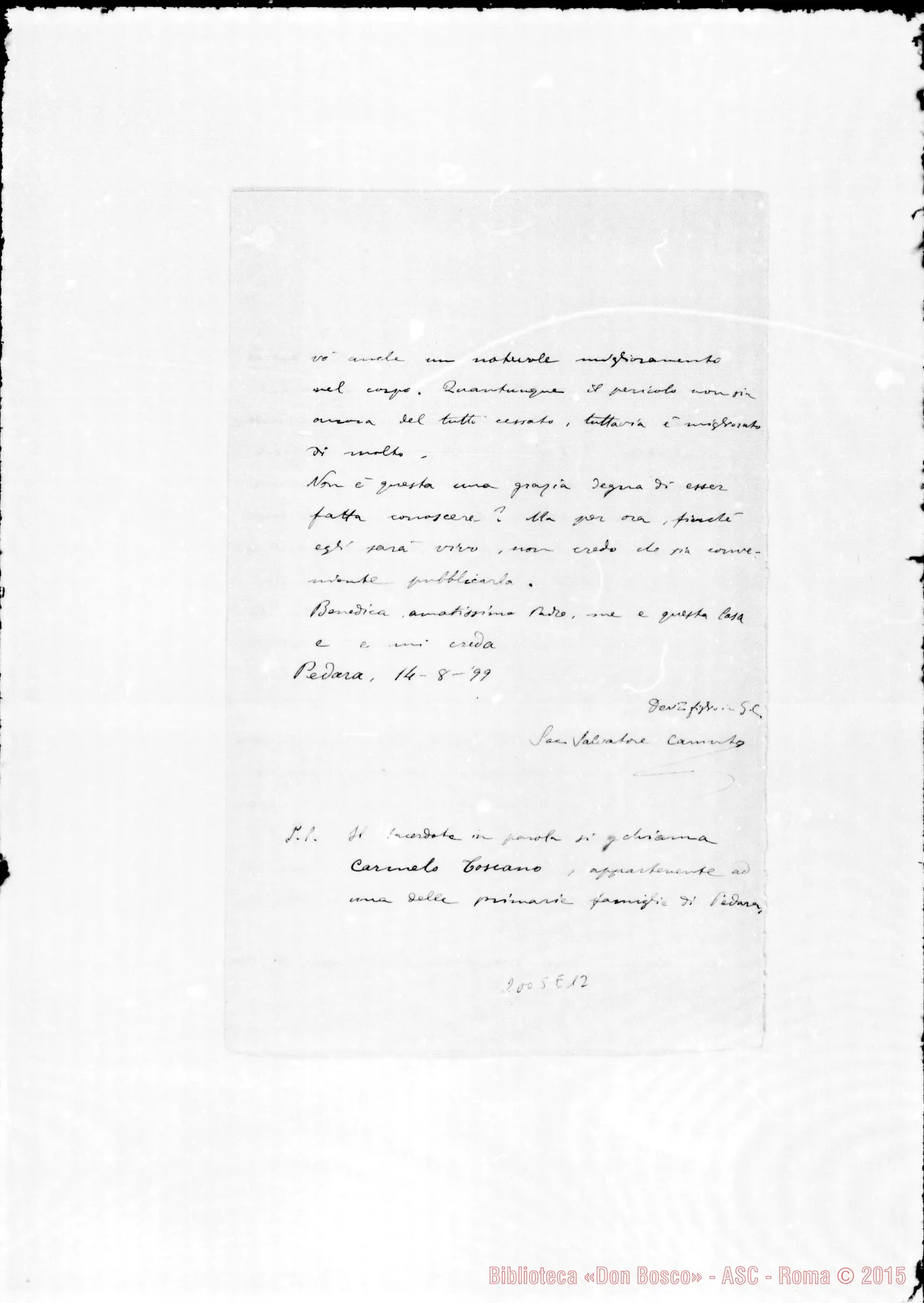 Fotogramma E 12 — Carnuto Salvatore, sac.-Rua: Grazia di M. Ausil.