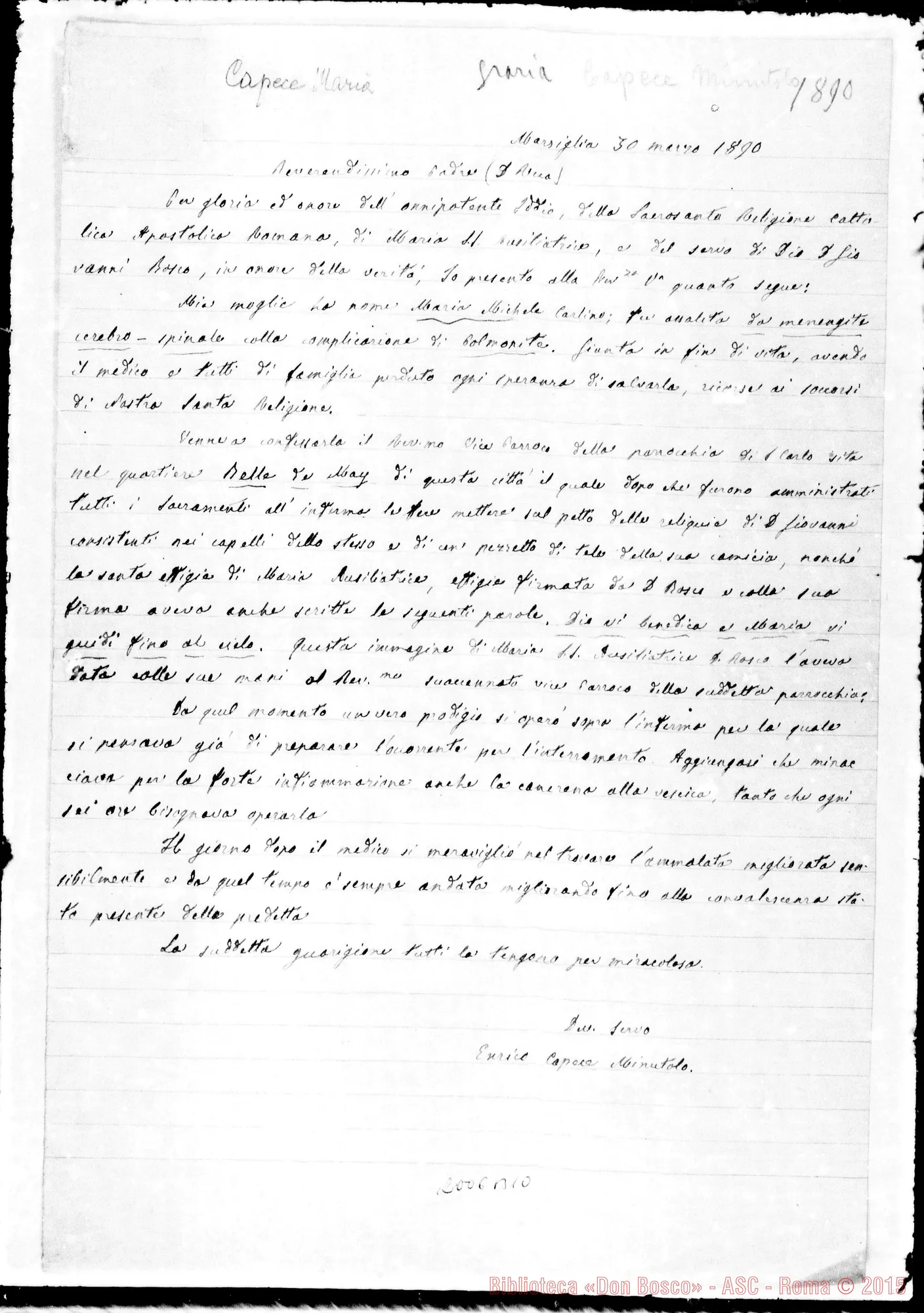 Fotogramma B 10 — Relazione ms. di D. Lemoyne