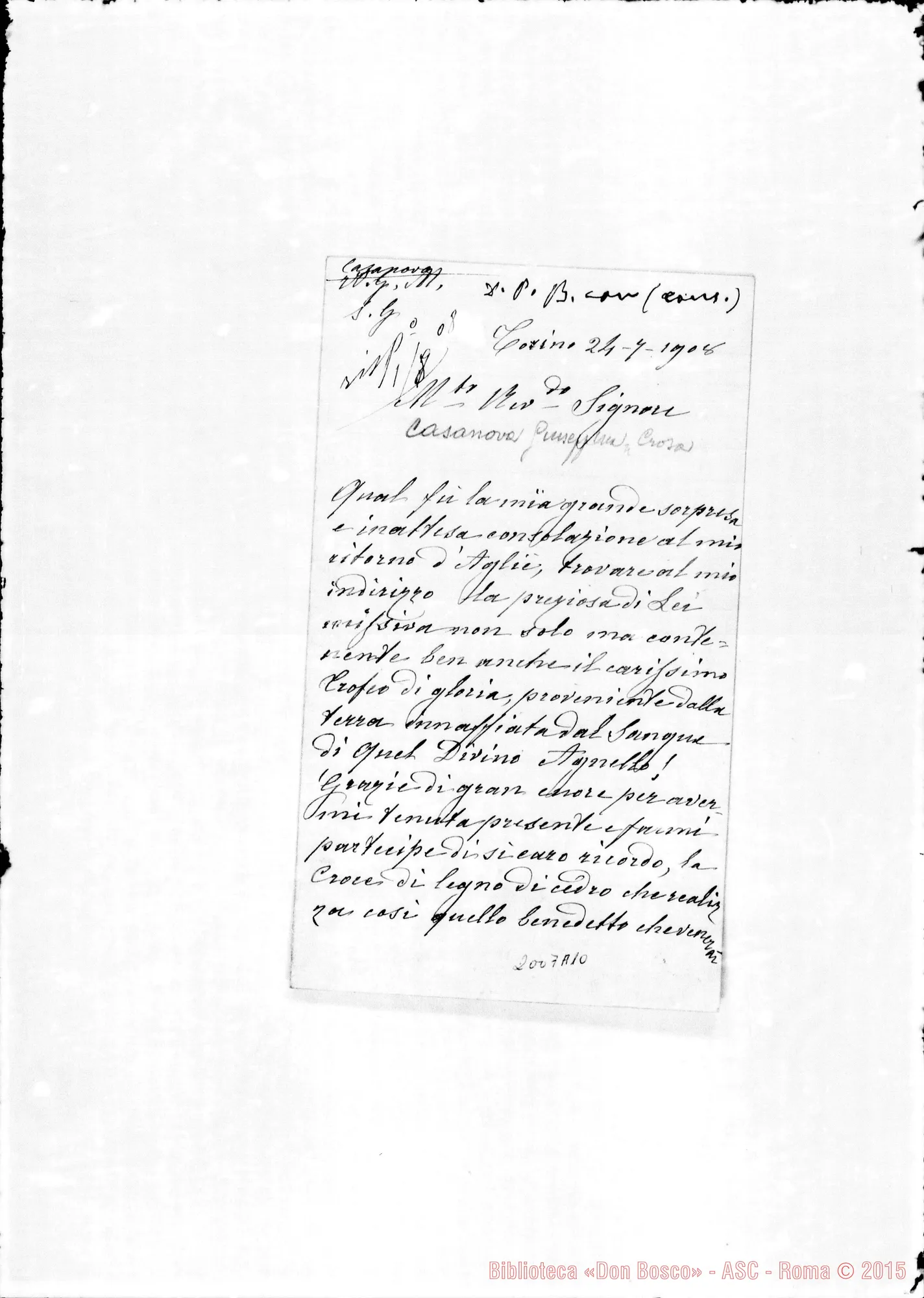 Fotogramma A 10 — Casanova Giuseppina: Relazione