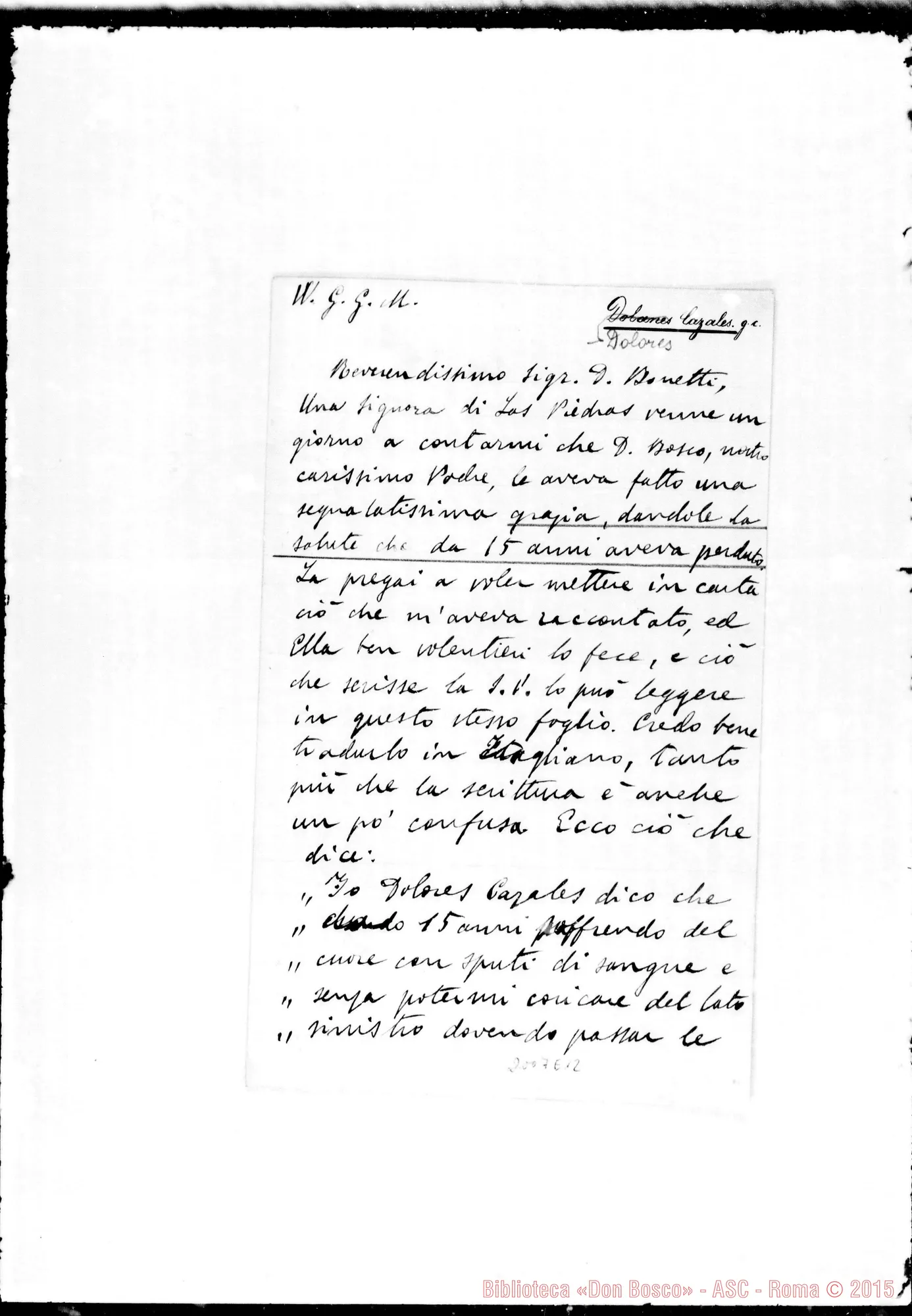 Fotogramma E 12 — Cazales Dolores: Guarigione
