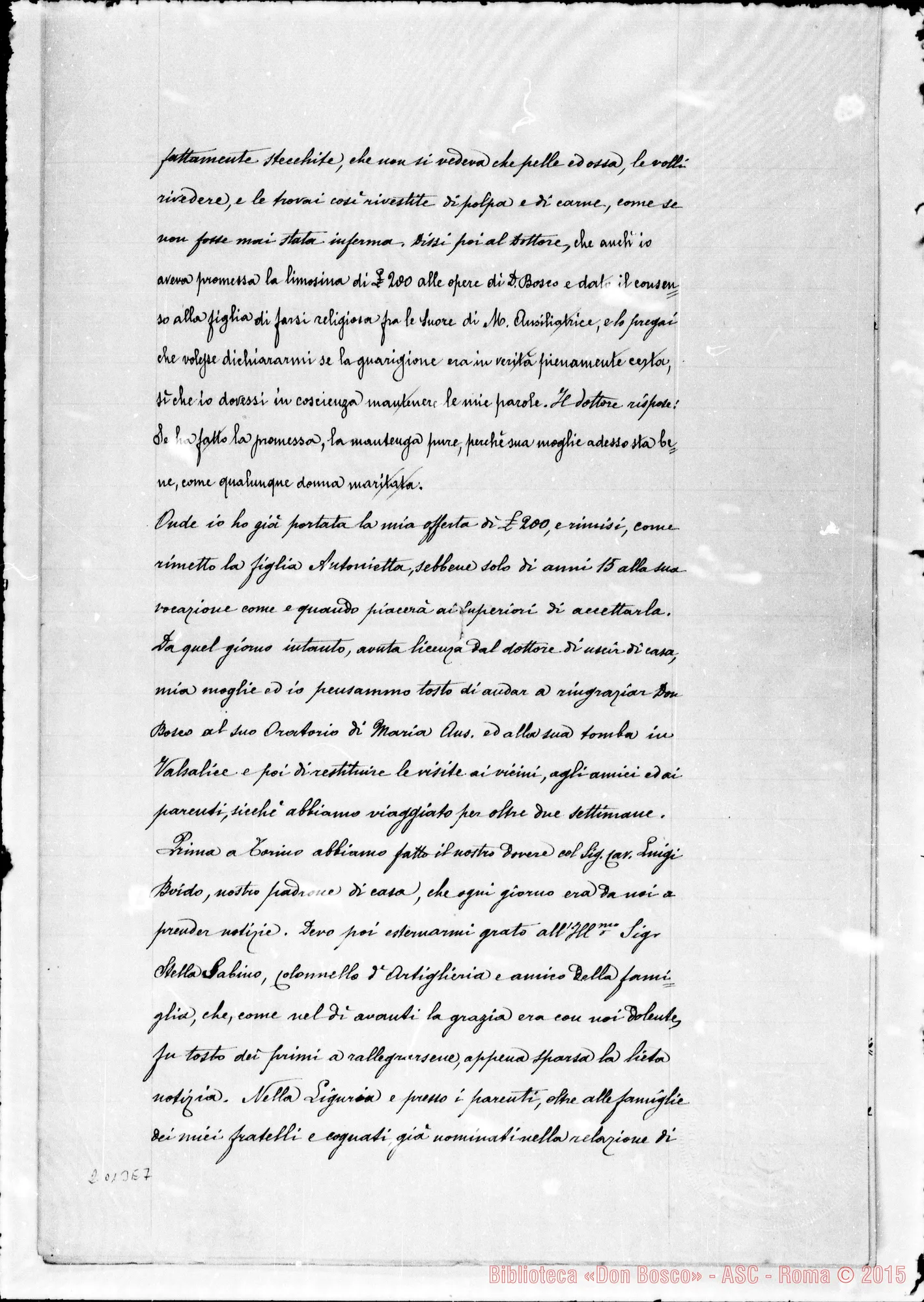 Fotogramma E 7 — Dellavalle Marianna: Relazione del Sig. Carlo Matteo Dellavalle
