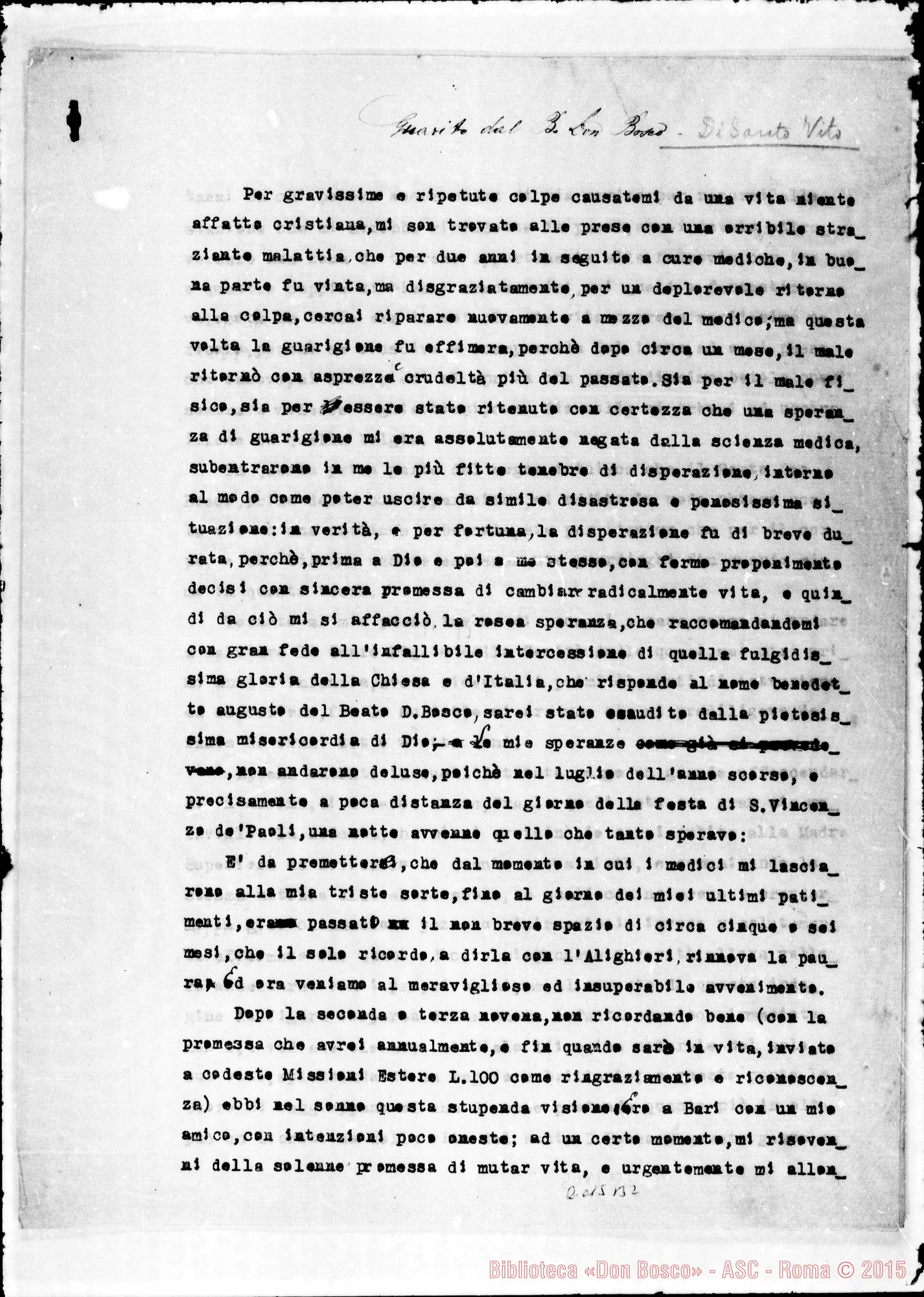 Fotogramma B 2 — Relazione di D. Giuseppe Rago
