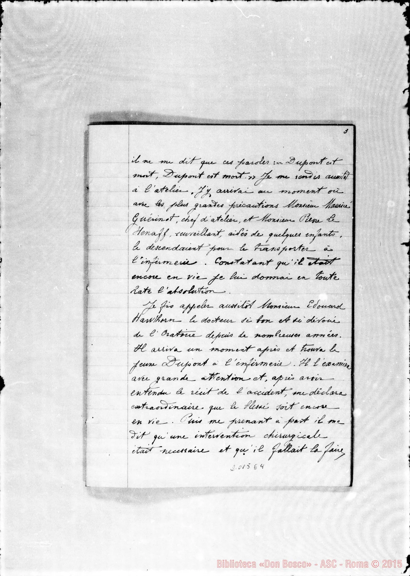 Fotogramma E 4 — Dupont Giuseppe: «Guerison miraculeuse…»