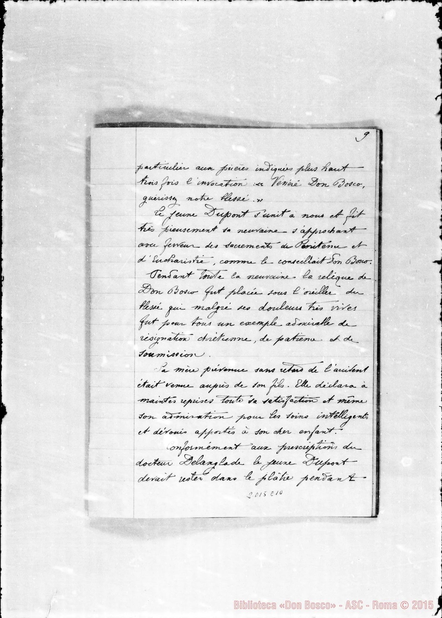 Fotogramma E 10 — Dupont Giuseppe: «Guerison miraculeuse…»