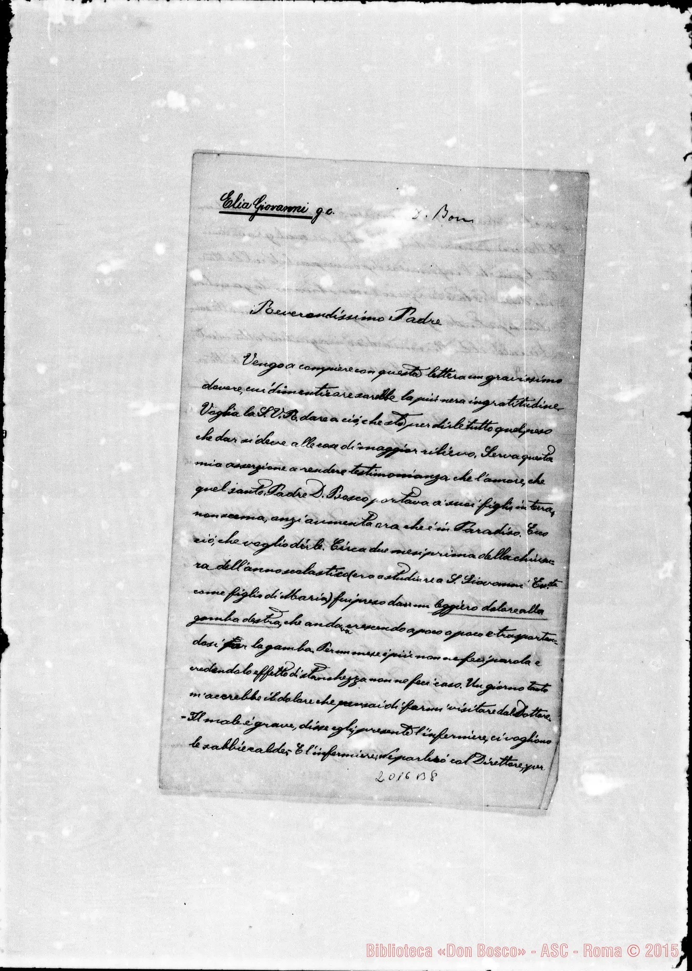 Fotogramma B 8 — Elia Giovanni-Rev.mo Padre: Relazione