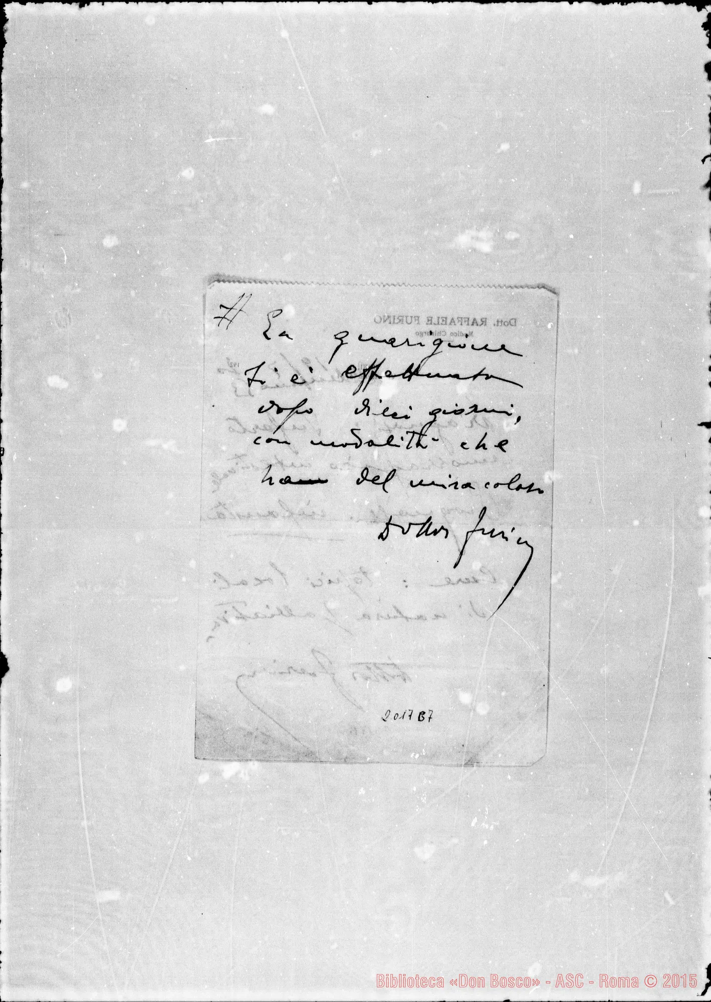 Fotogramma B 7 — Attestato del Dott. Furino Raffaele