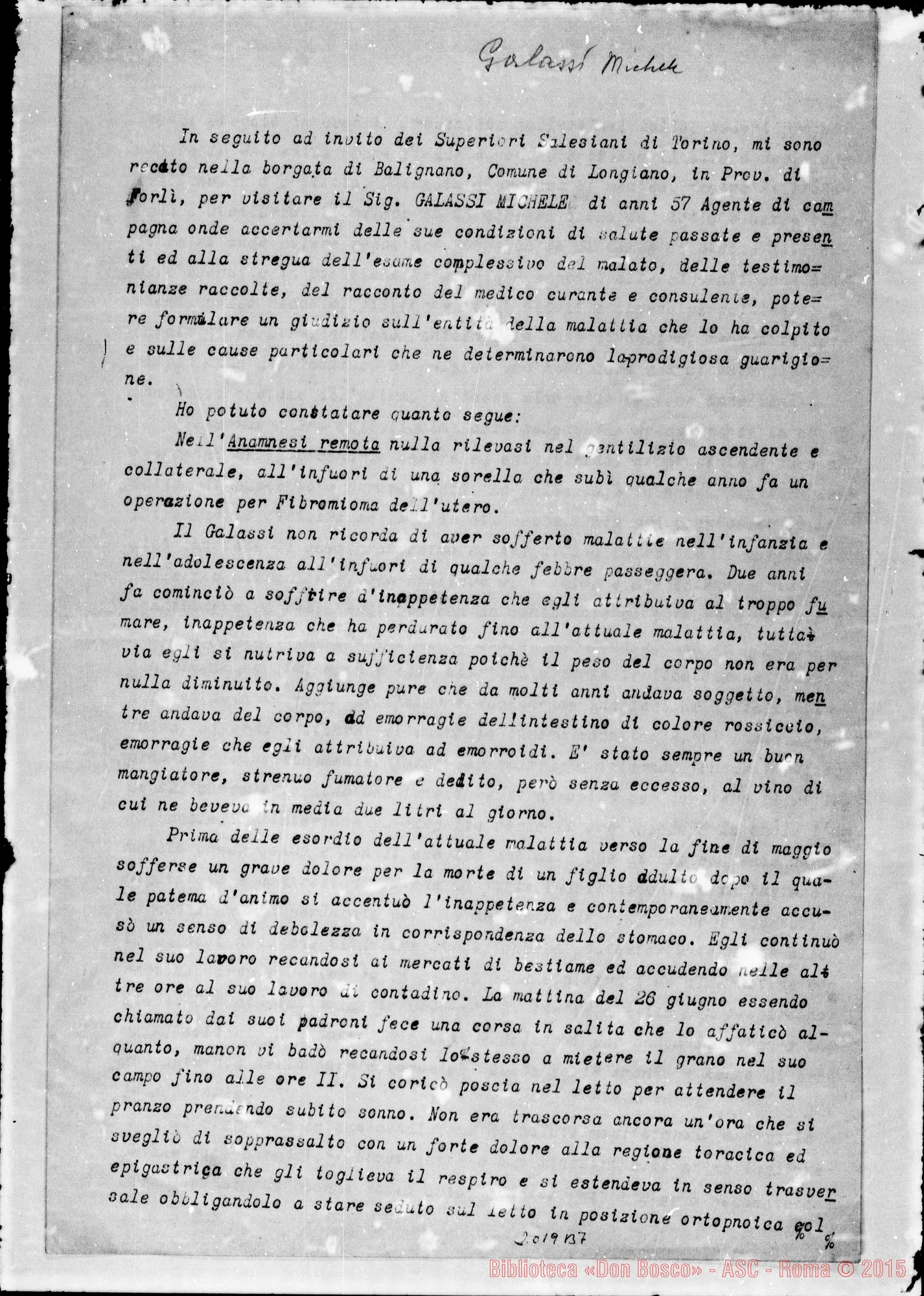 Fotogramma B 7 — «In seguito ad invito dei Superiori Salesiani…» Relazione