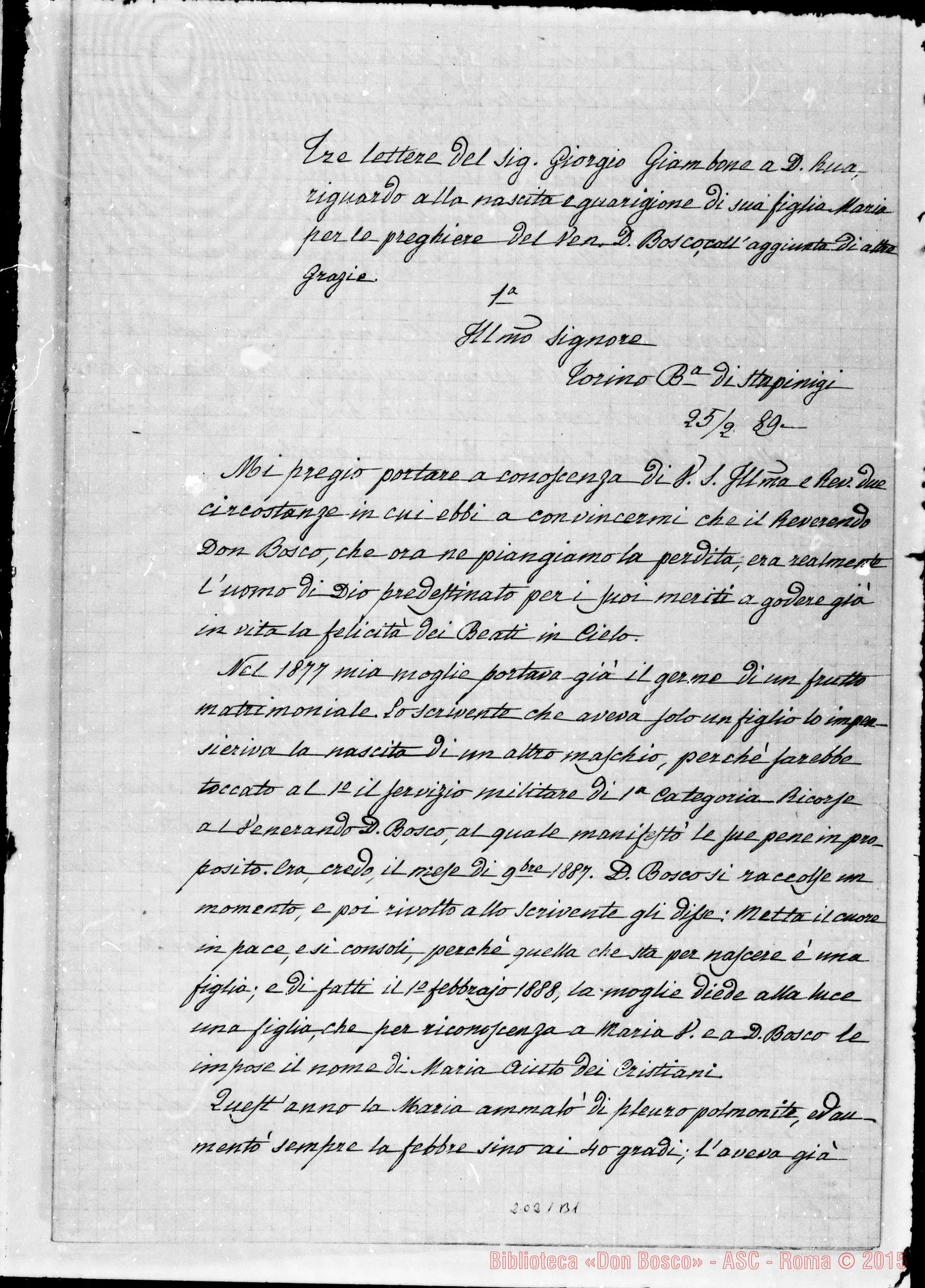 Fotogramma B 1 — Giambone Giorgio: «Copia conforme agli originali…» Ms. di D. Berto