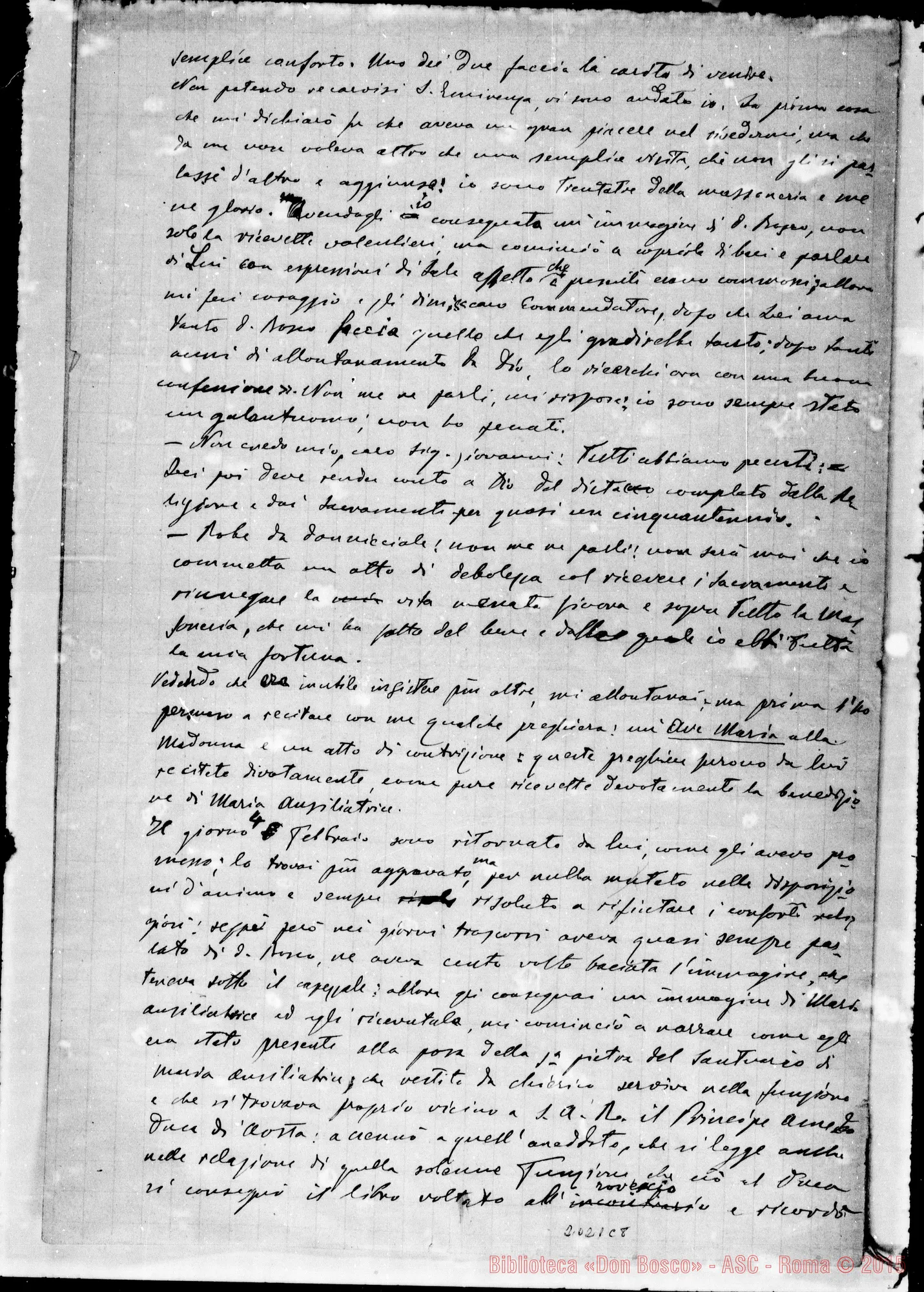 Fotogramma C 8 — Giani Giovanni: «Al Rev.mo D. Filippo Rinaldi…» Relazione di D. Piccollo