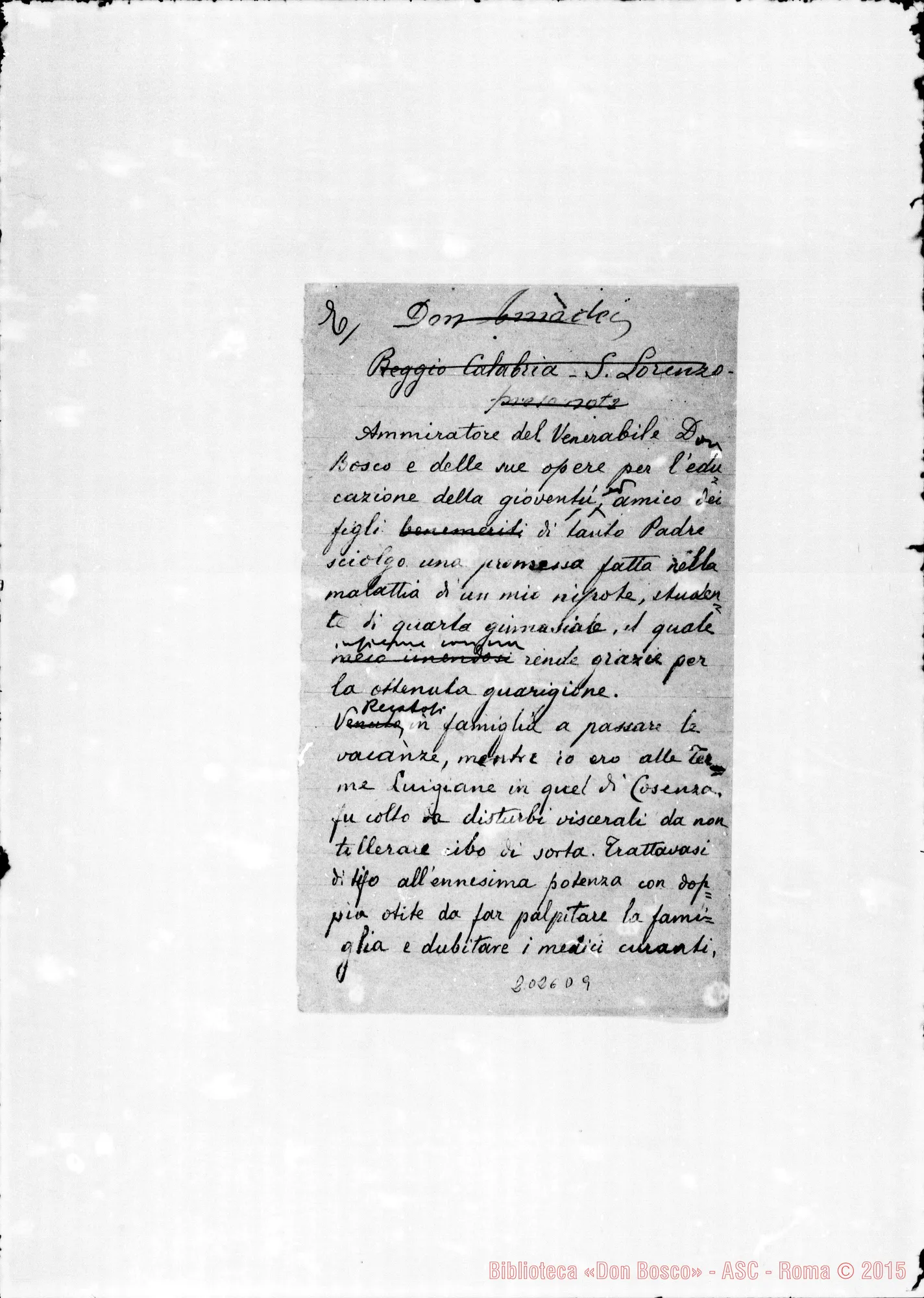 Fotogramma D 9 — Jacopino Giuseppe: «Ammiratore del Venerabile D. Bosco…»