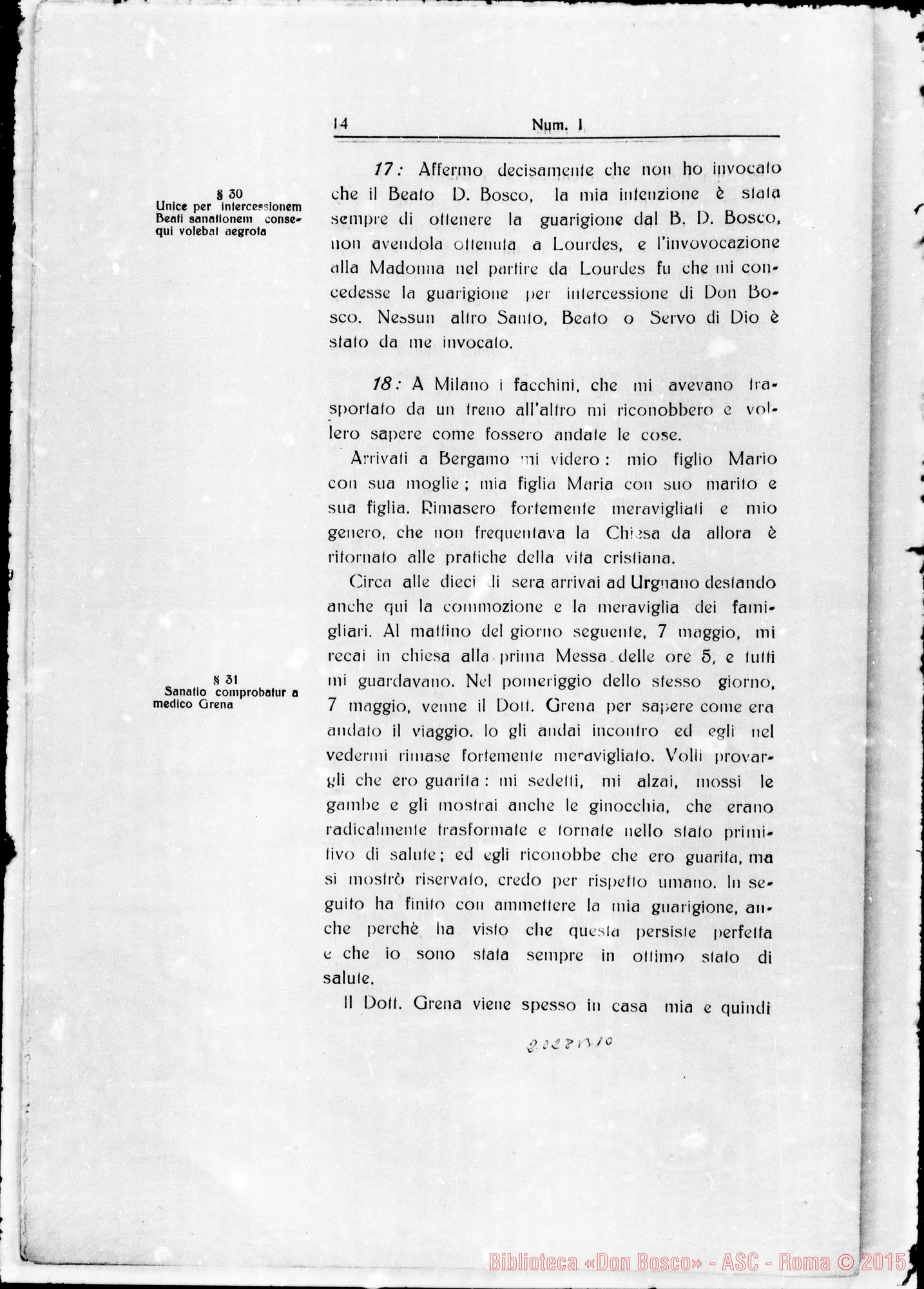 Fotogramma B 10 — Taurinen. Canonizationis B. Joannis Bosco. Summarium
