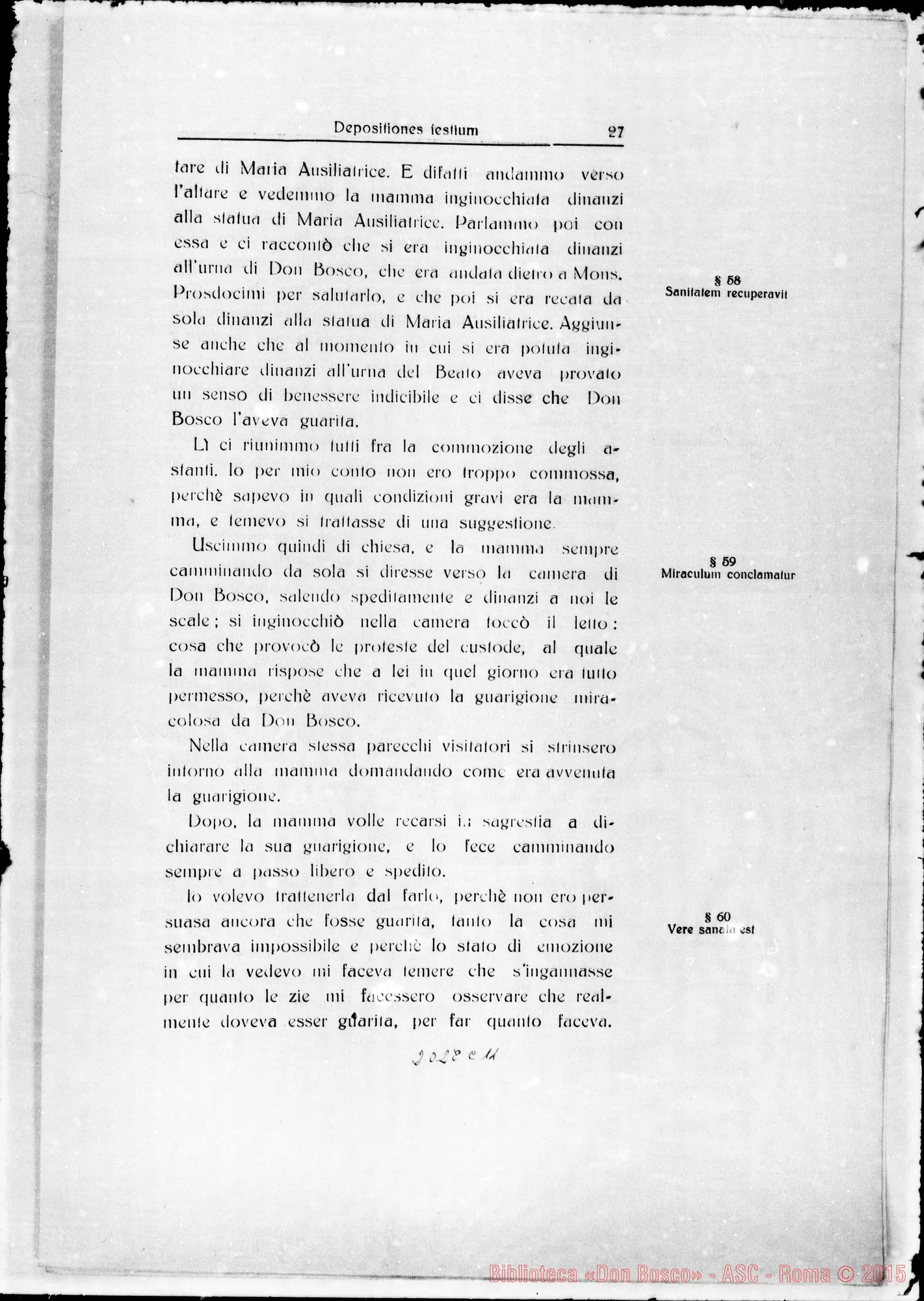 Fotogramma C 11 — Taurinen. Canonizationis B. Joannis Bosco. Summarium
