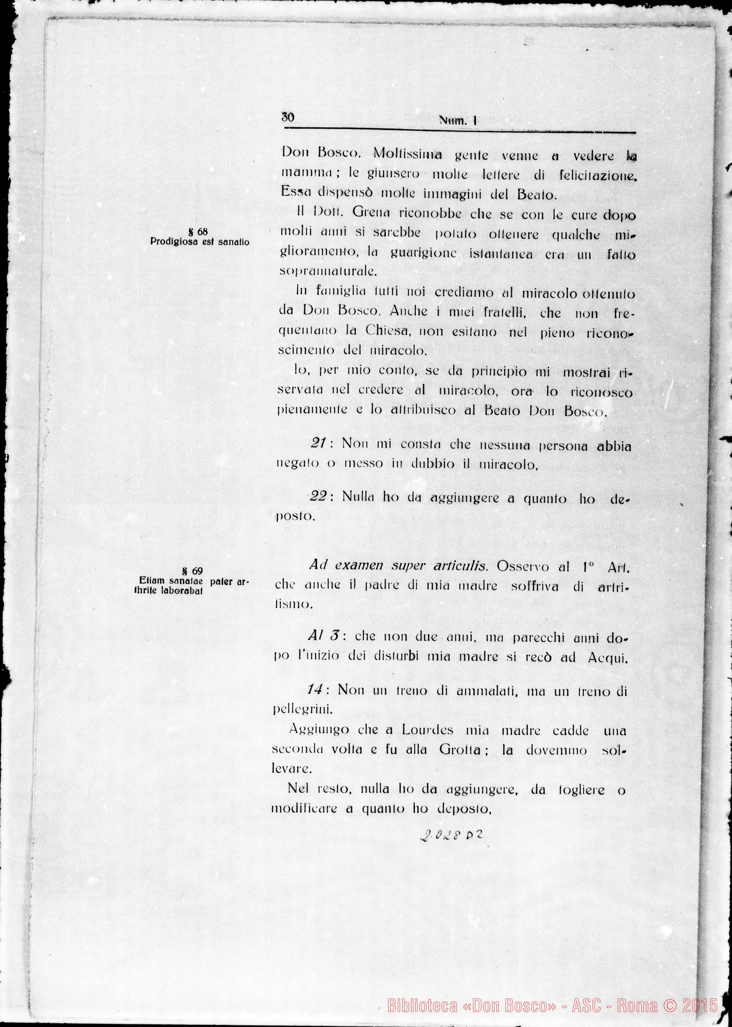 Fotogramma D 2 — Taurinen. Canonizationis B. Joannis Bosco. Summarium