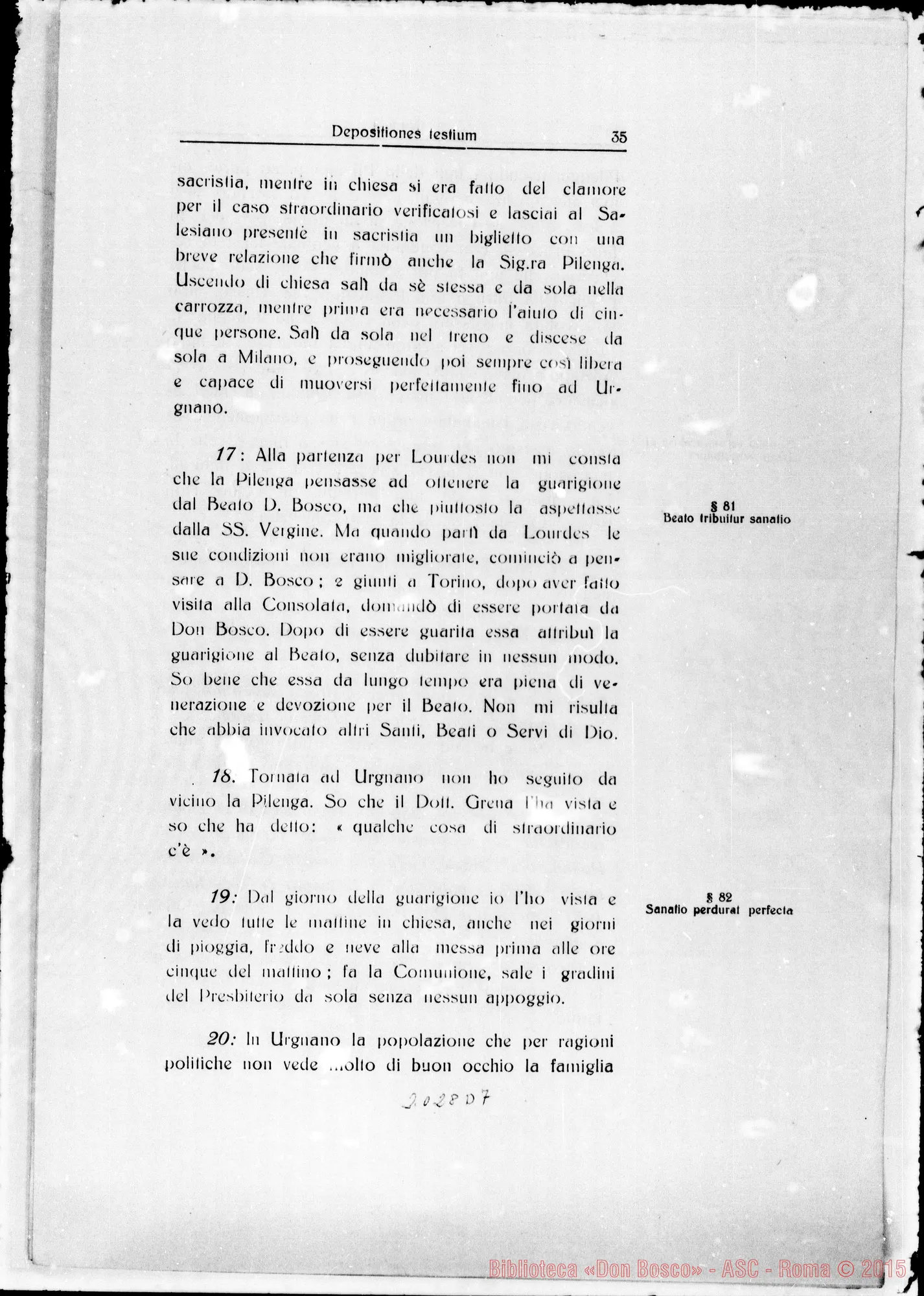 Fotogramma D 7 — Taurinen. Canonizationis B. Joannis Bosco. Summarium