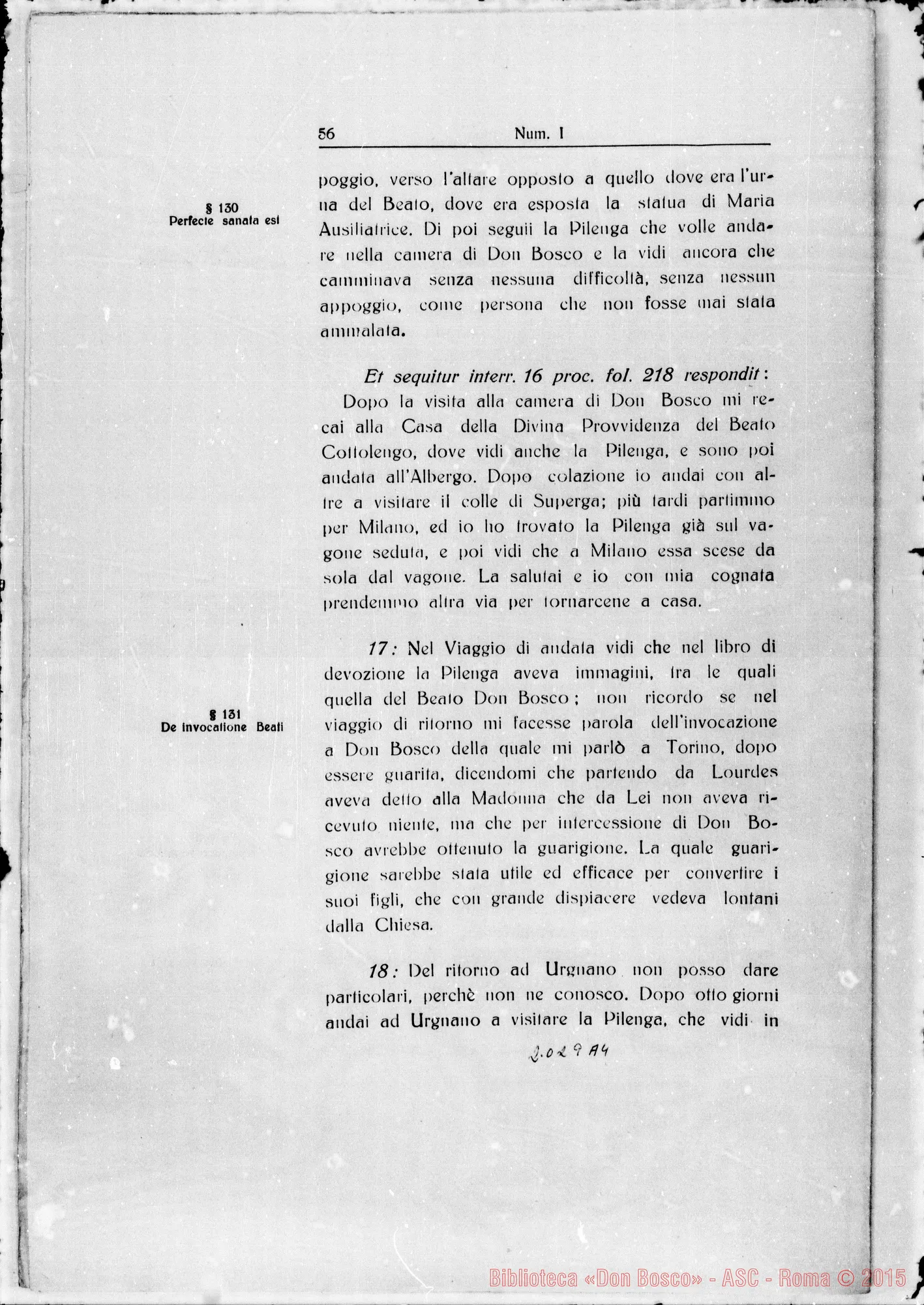 Fotogramma A 4 — Taurinen. Canonizationis B. Joannis Bosco. Summarium