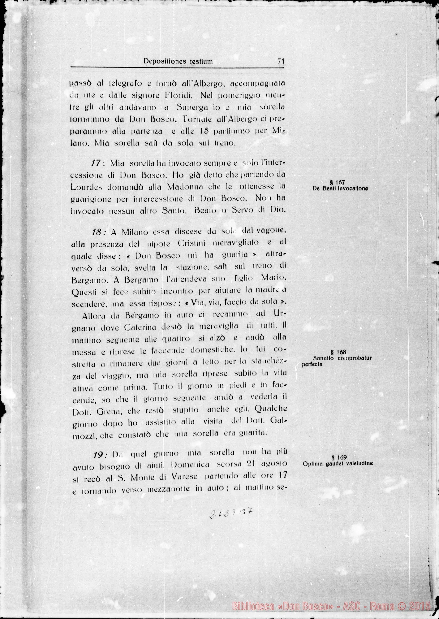 Fotogramma B 7 — Taurinen. Canonizationis B. Joannis Bosco. Summarium