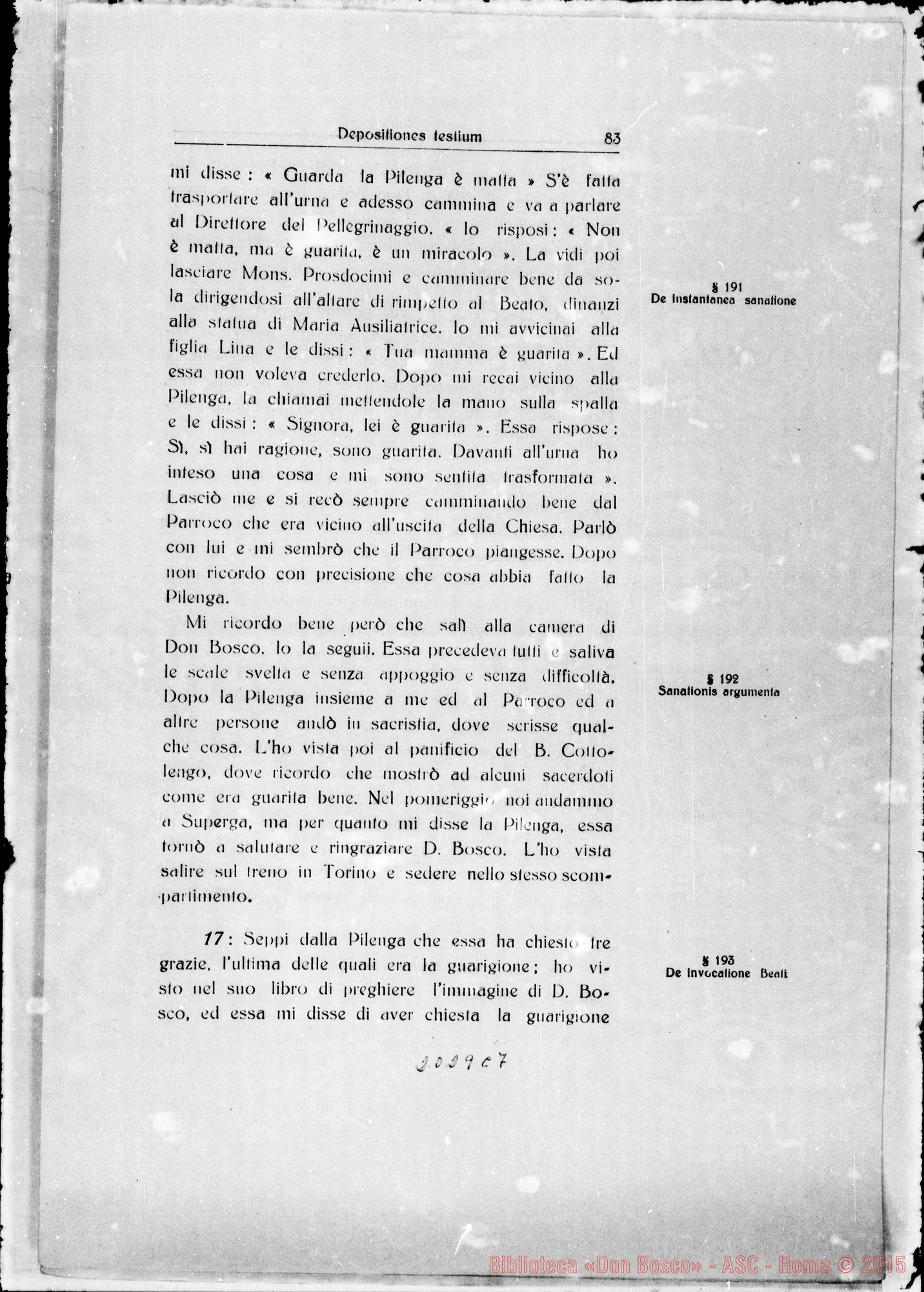 Fotogramma C 7 — Taurinen. Canonizationis B. Joannis Bosco. Summarium