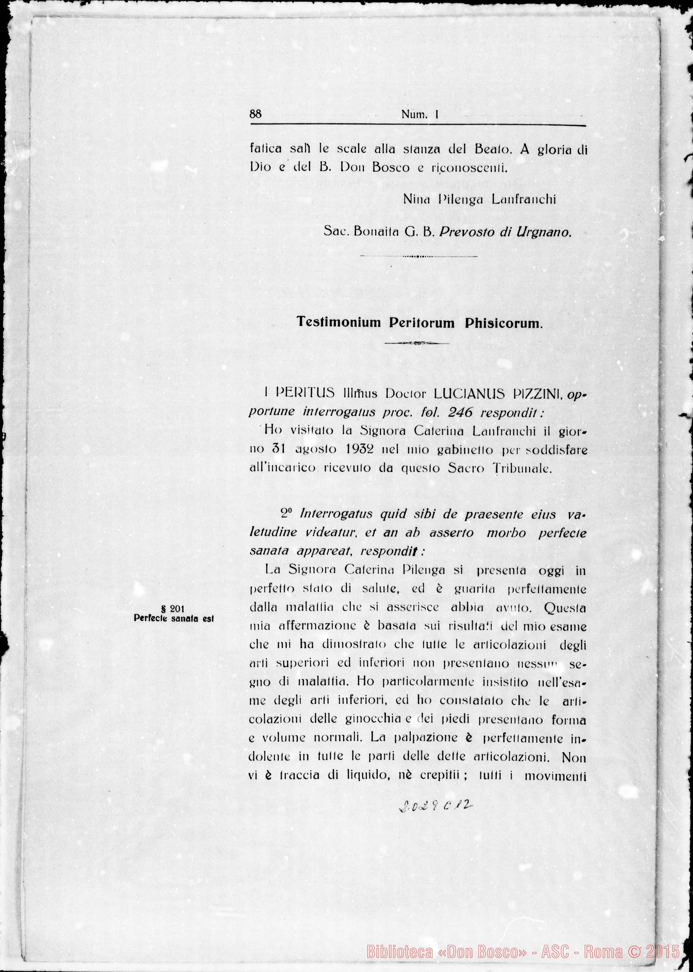 Fotogramma C 12 — Taurinen. Canonizationis B. Joannis Bosco. Summarium