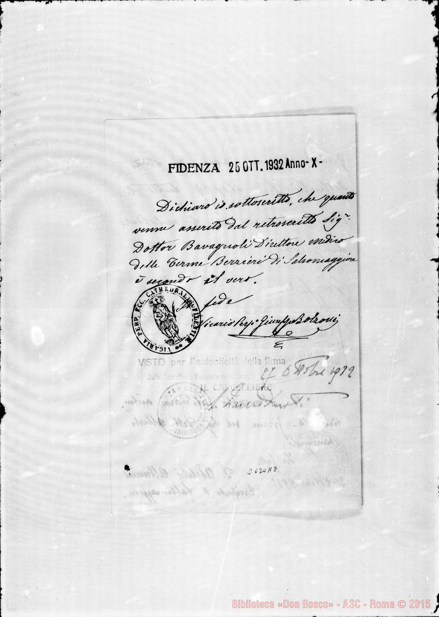 Fotogramma A 8 — Fidenza di Mons. Bolzoni Giuseppe
