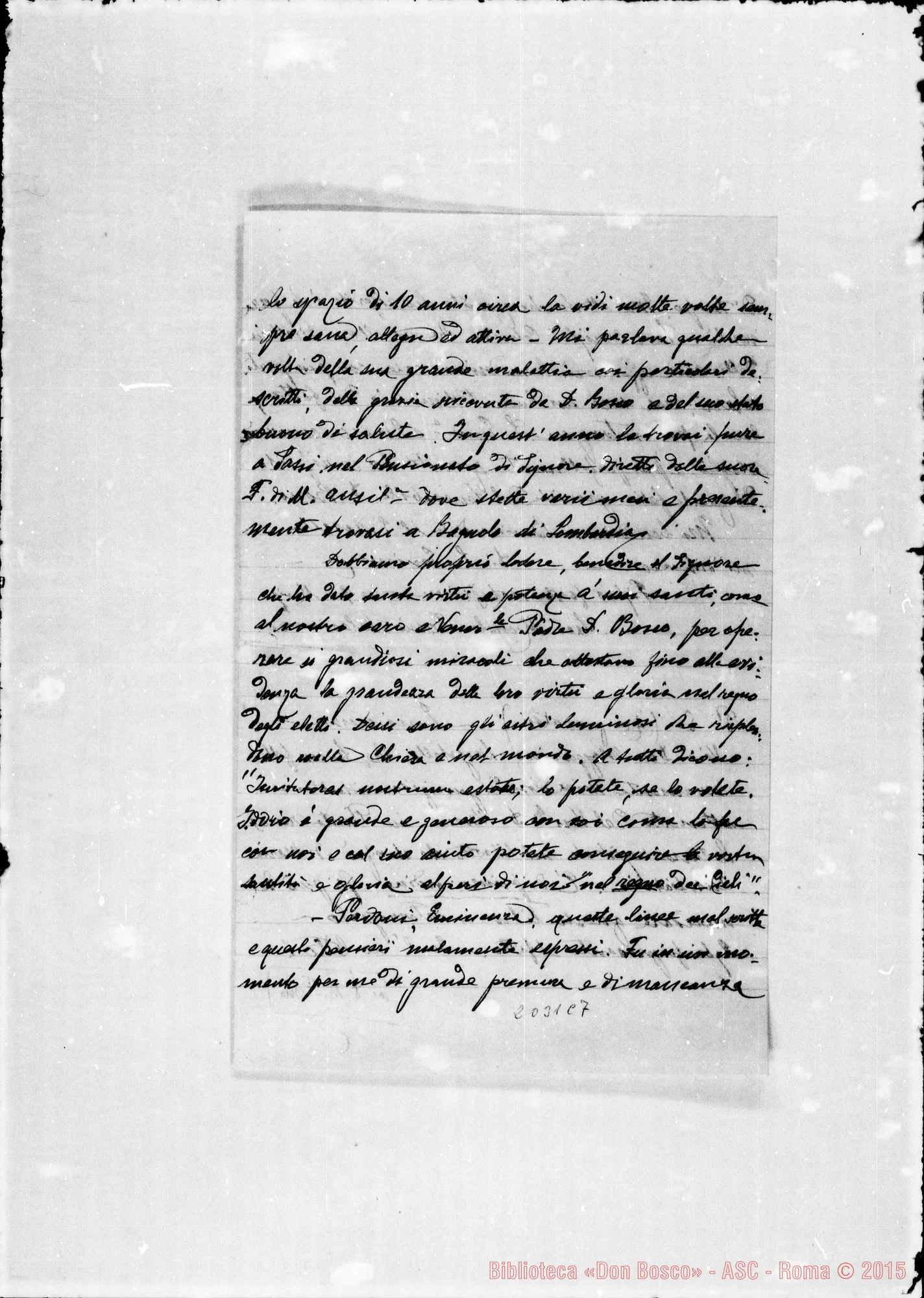 Fotogramma C 7 — Relazione di D. Michele Fassio