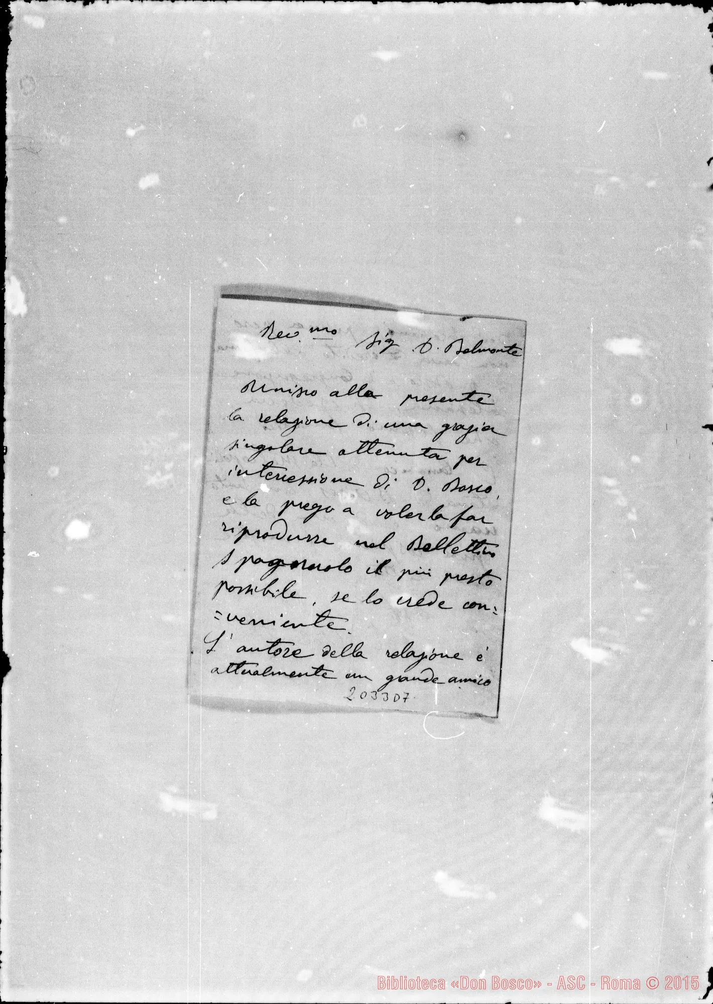 Fotogramma D 7 — D. Valentin-D. Belmonte. Lettera