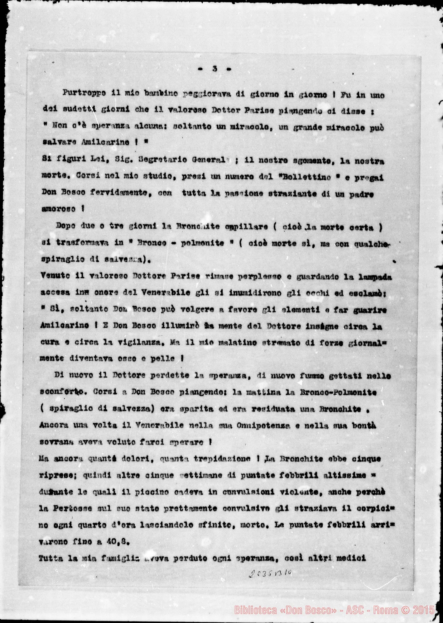 Fotogramma B 10 — Marchese Amilcare: «Grazia del Venerabile D. Bosco»