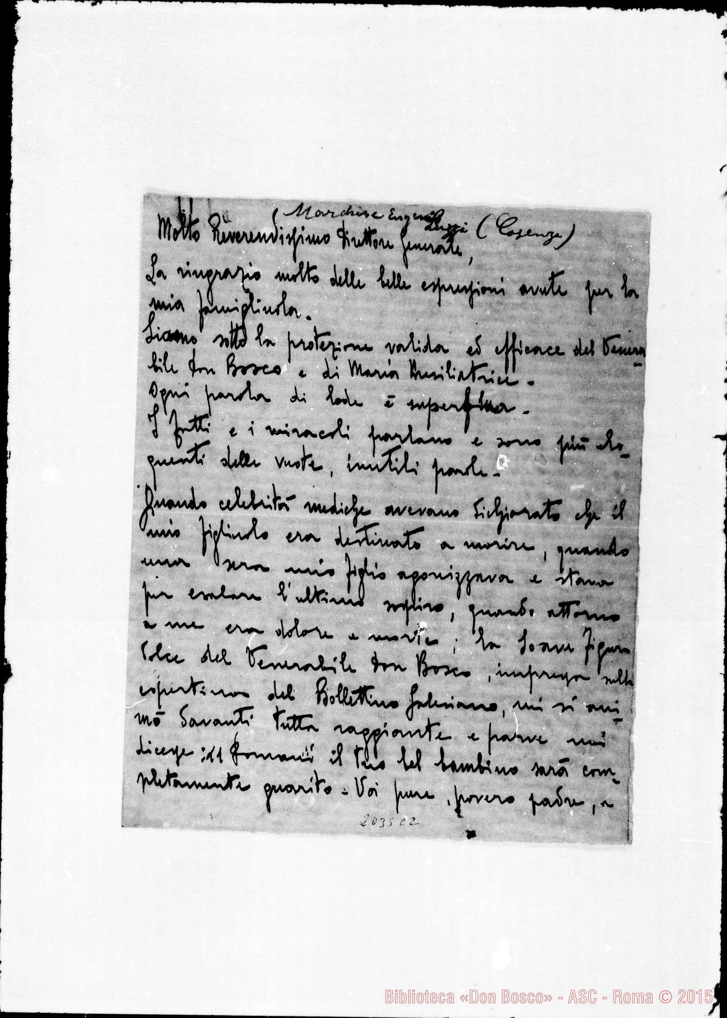 Fotogramma C 2 — Eugenio Marchese-Direttore Generale. Lettera