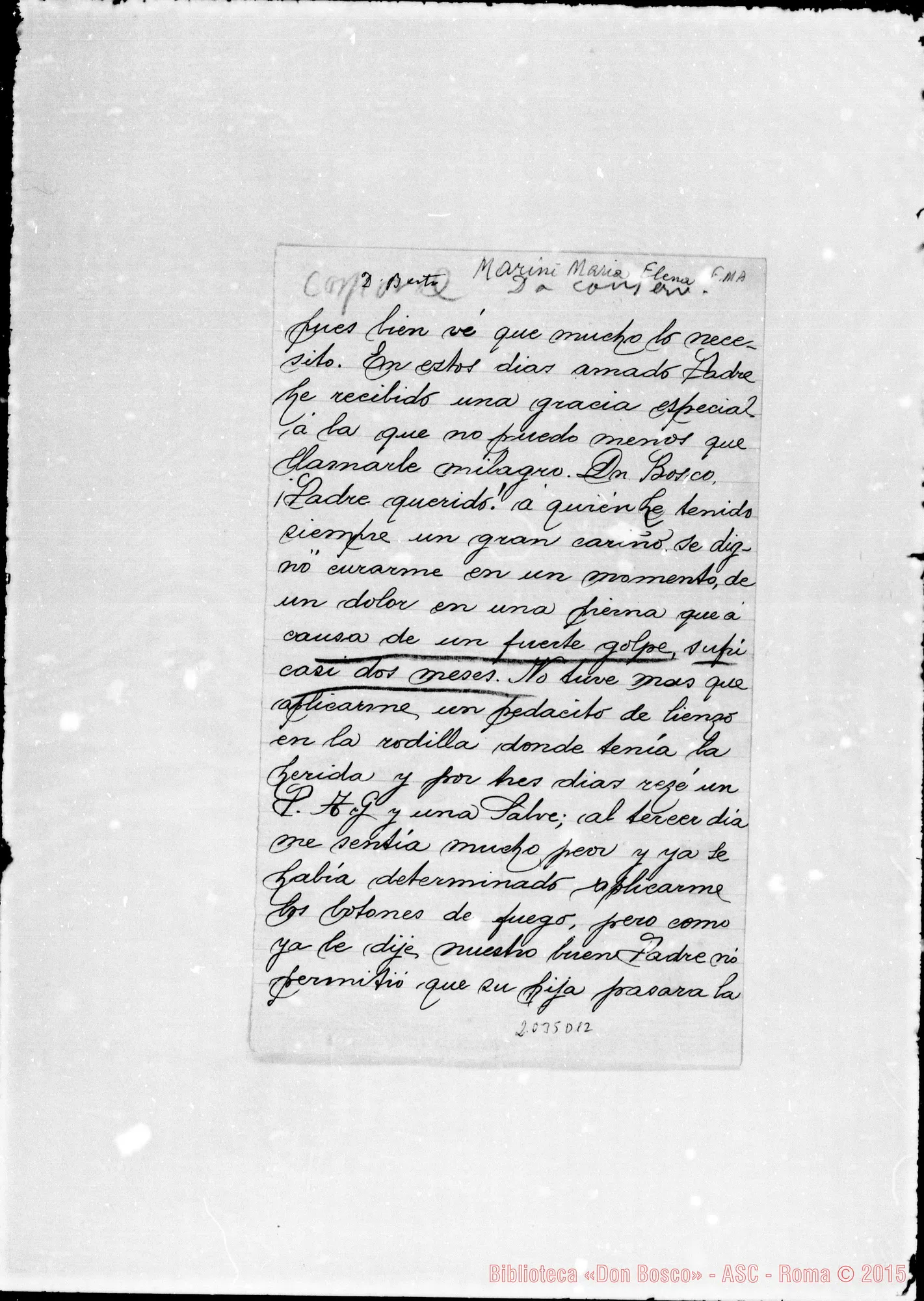 Fotogramma D 12 — Marini Maria Elena: Relazione incompleta