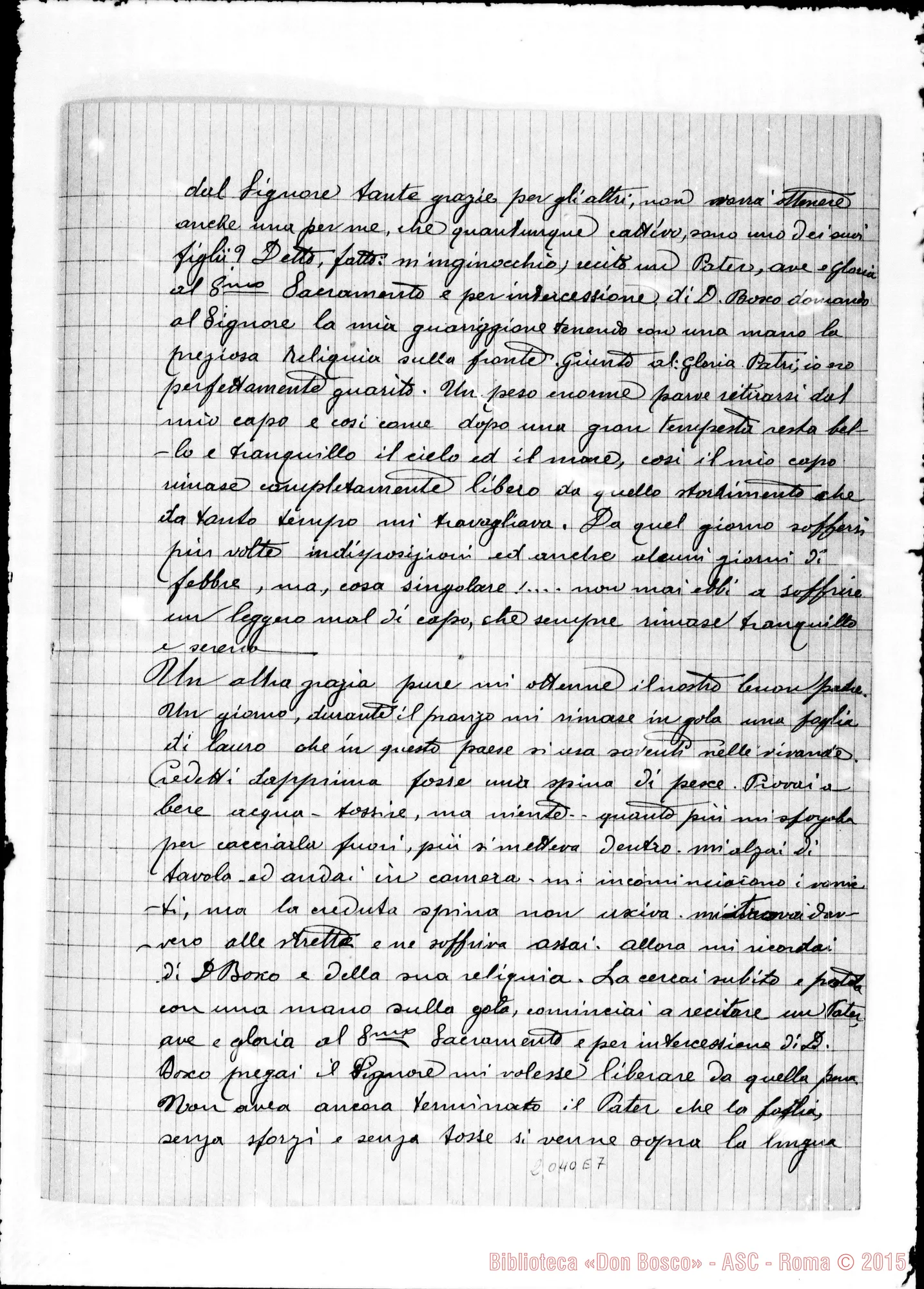 Fotogramma E 7 — Novarino Luigi: «…la promessa fatta di narrare due segnalati favori…»