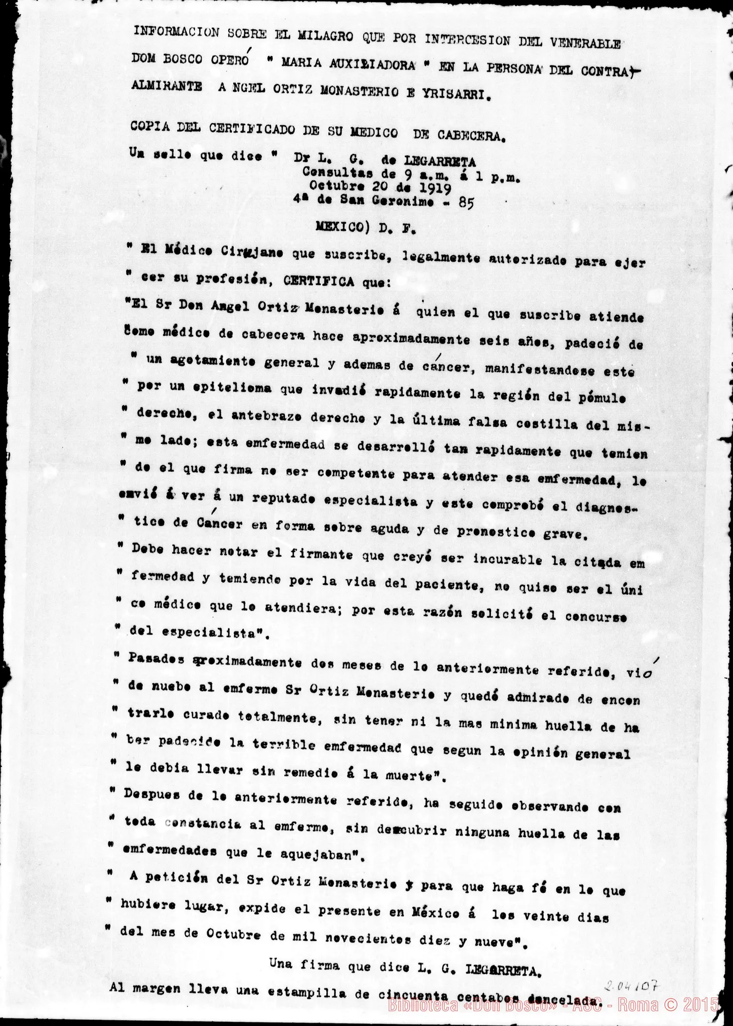 Fotogramma B 7 — « Información sobre el milagro que…» Legarreta