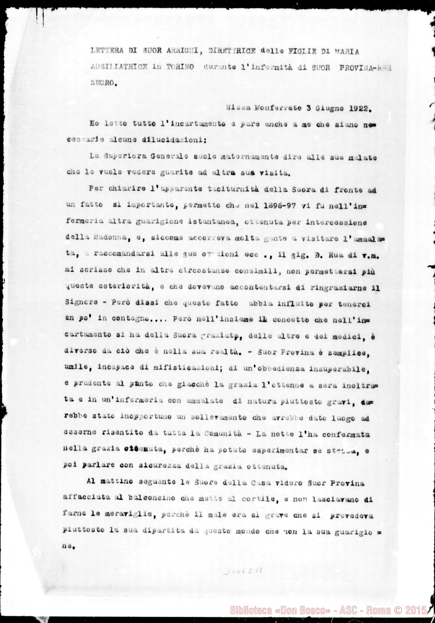 Fotogramma E 12 — Lettera di Suor Arrighi
