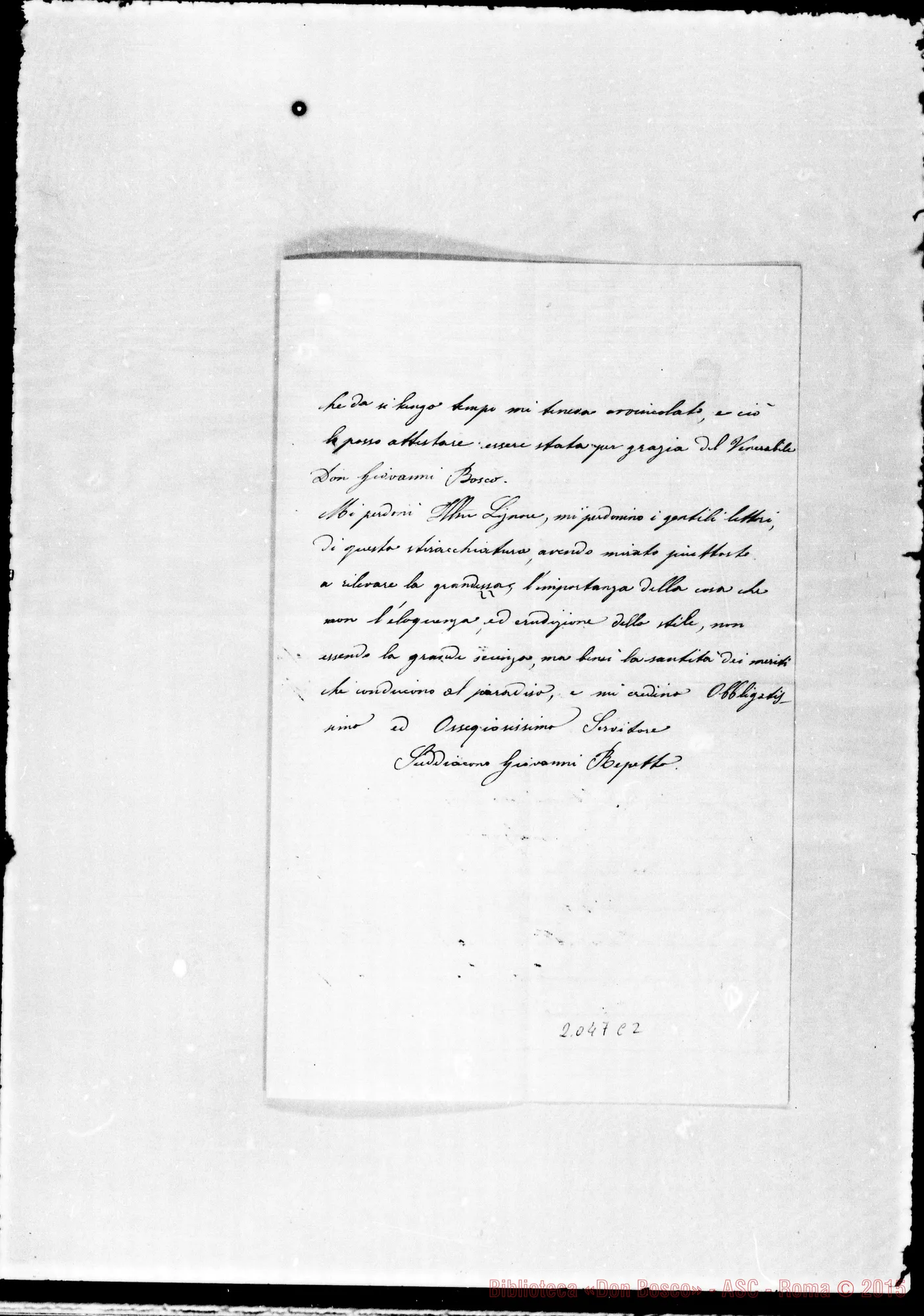 Fotogramma C 2 — Repetto Giovanni: «Guarigione istantanea»