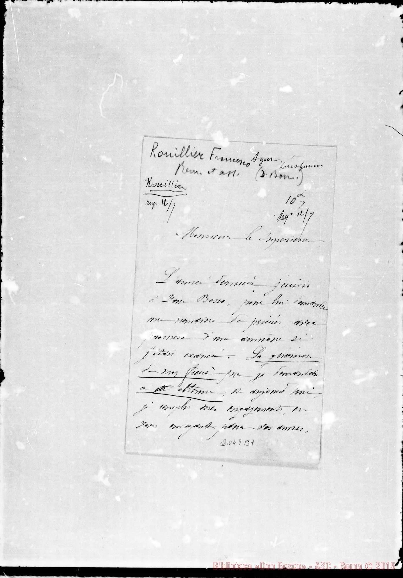 Fotogramma B 7 — Roullier Francesco: Relazione