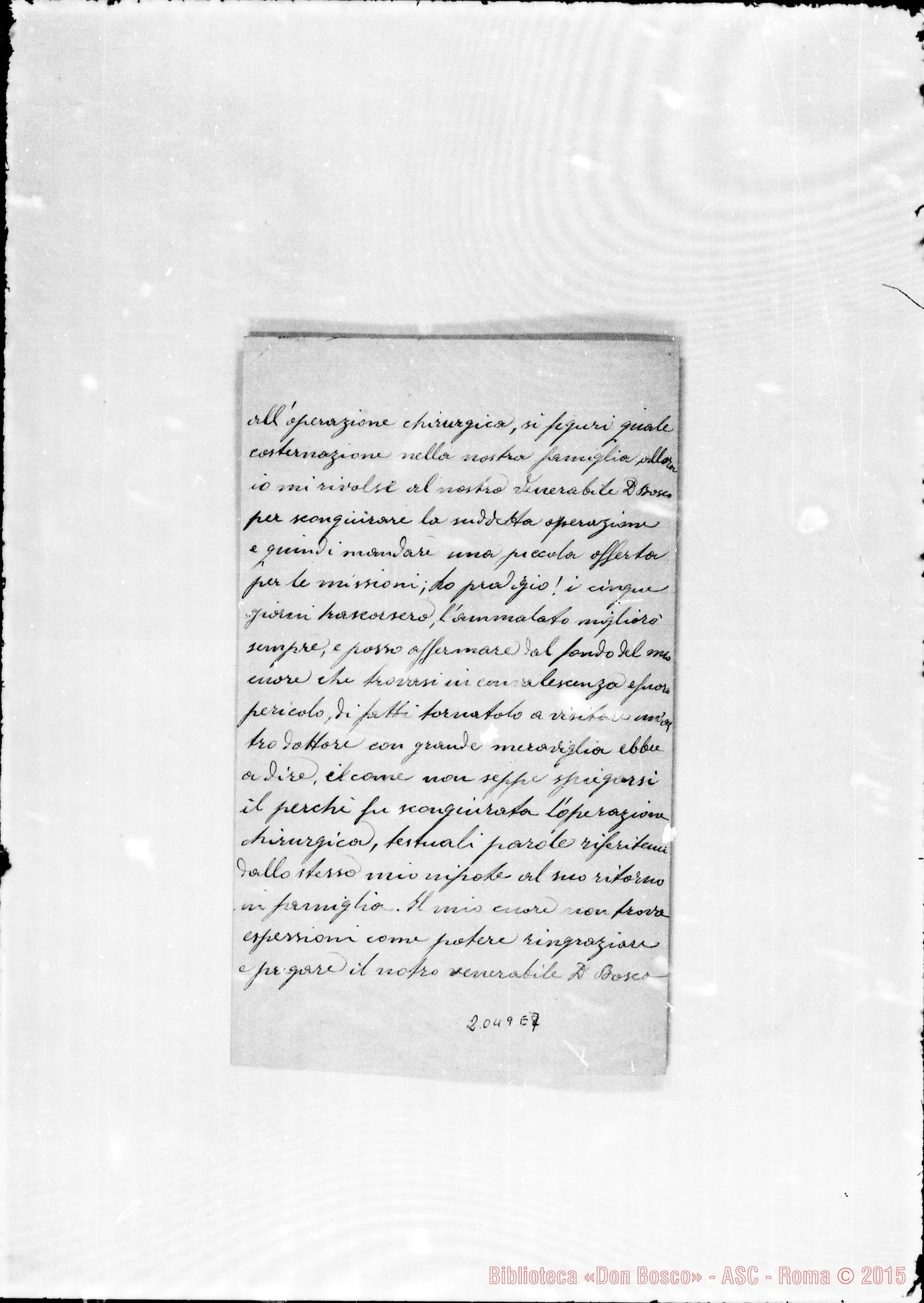 Fotogramma E 7 — Sangiorgio Giovanni: «…col cuore pieno di gioia per una grazia…»