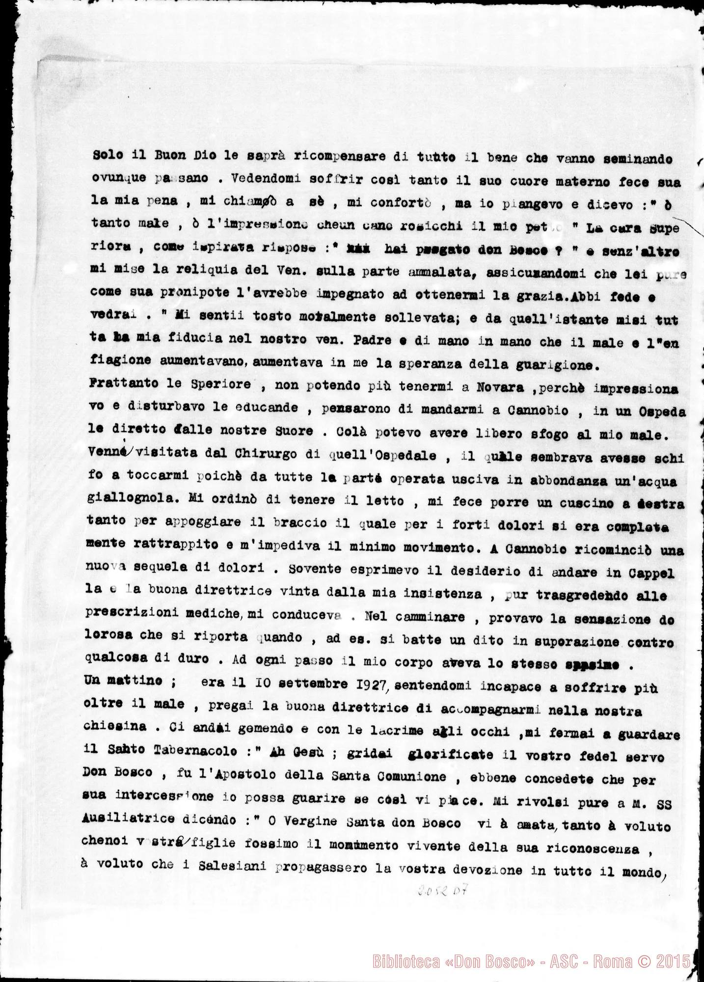 Fotogramma D 7 — «Le mando la relazione…» Suor Amalia Strainini