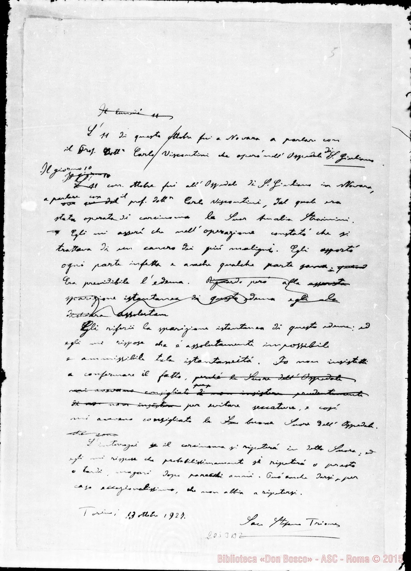 Fotogramma B 2 — Minuta di lettera di D. Trione