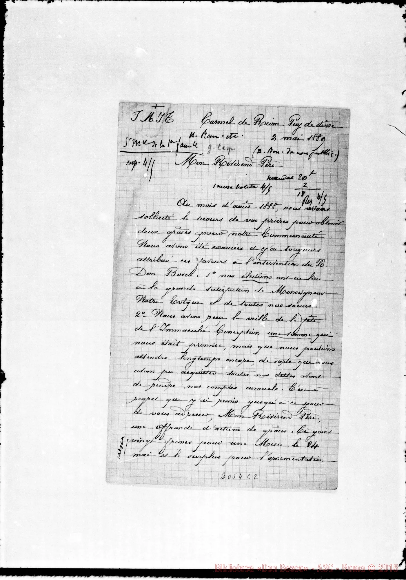 Fotogramma C 2 — Marie de la S. Famille: Relazione