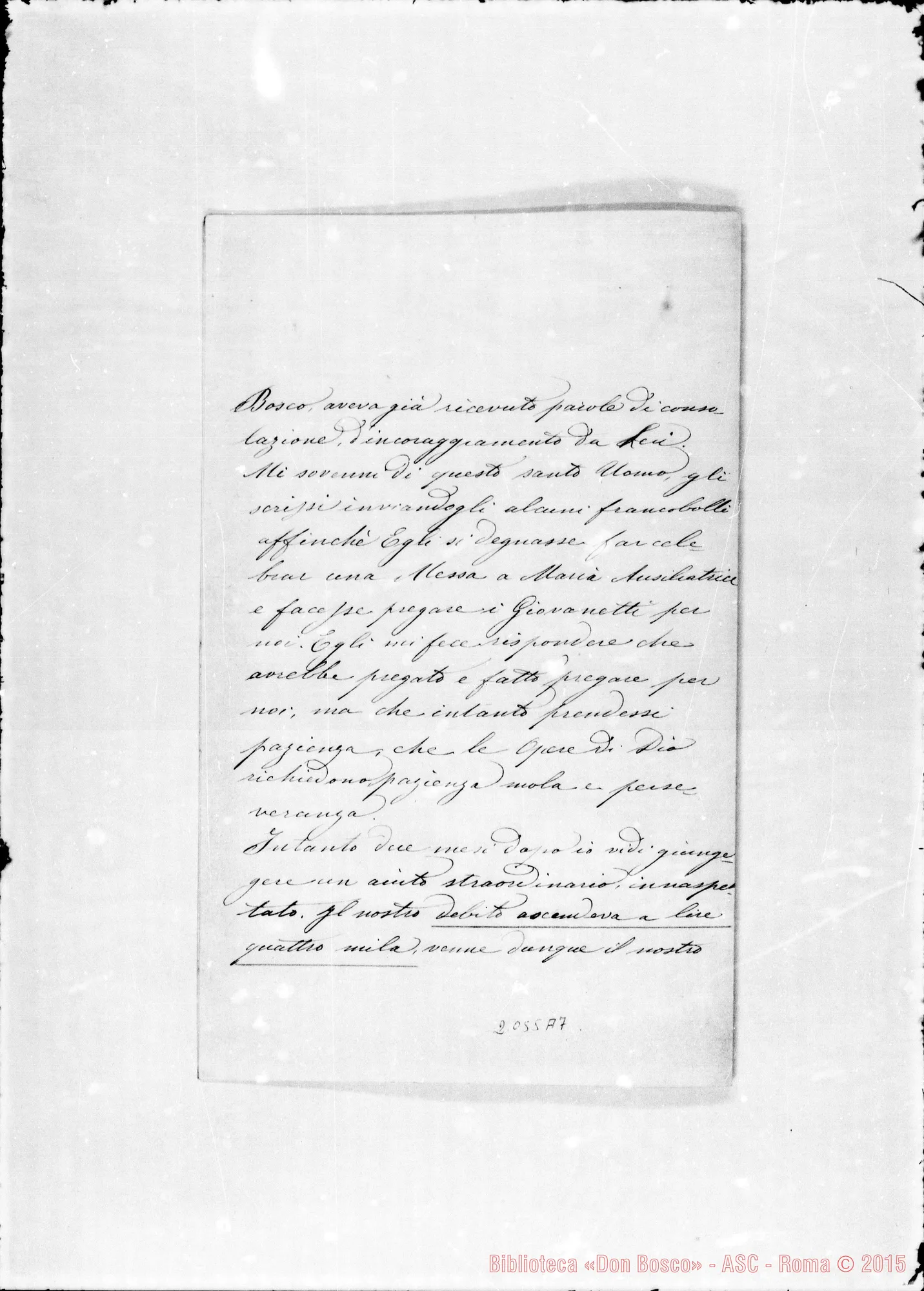 Fotogramma A 7 — Suor Febronia-D. Rua: «Nel mese d’Ottobre 1887…»
